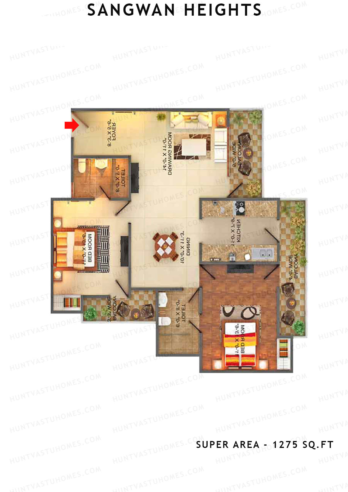 Sangwan Heights Jasmine 2 Unit 3 Floor Plan