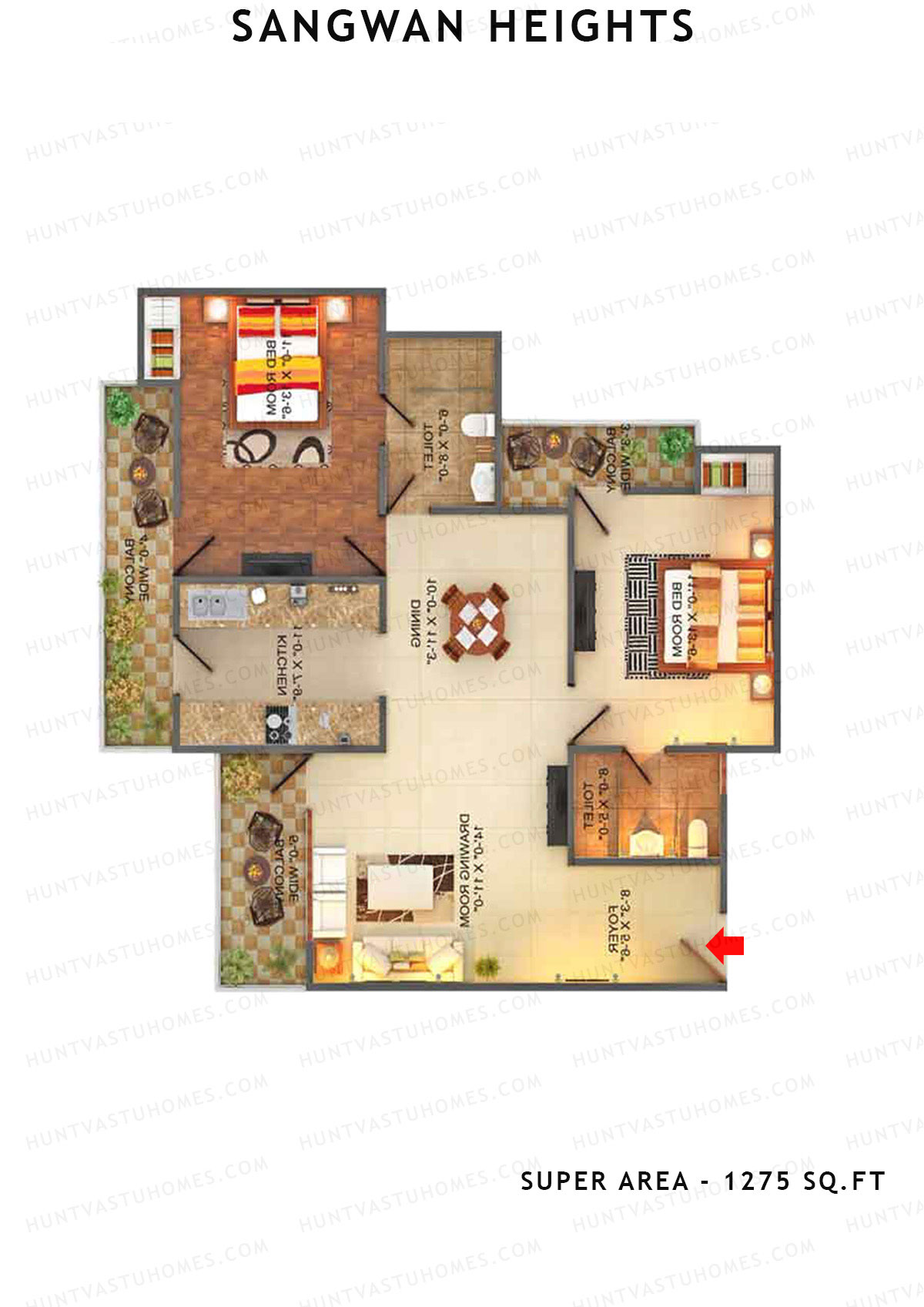 Sangwan Heights Jasmine 3 Unit 1 Floor Plan