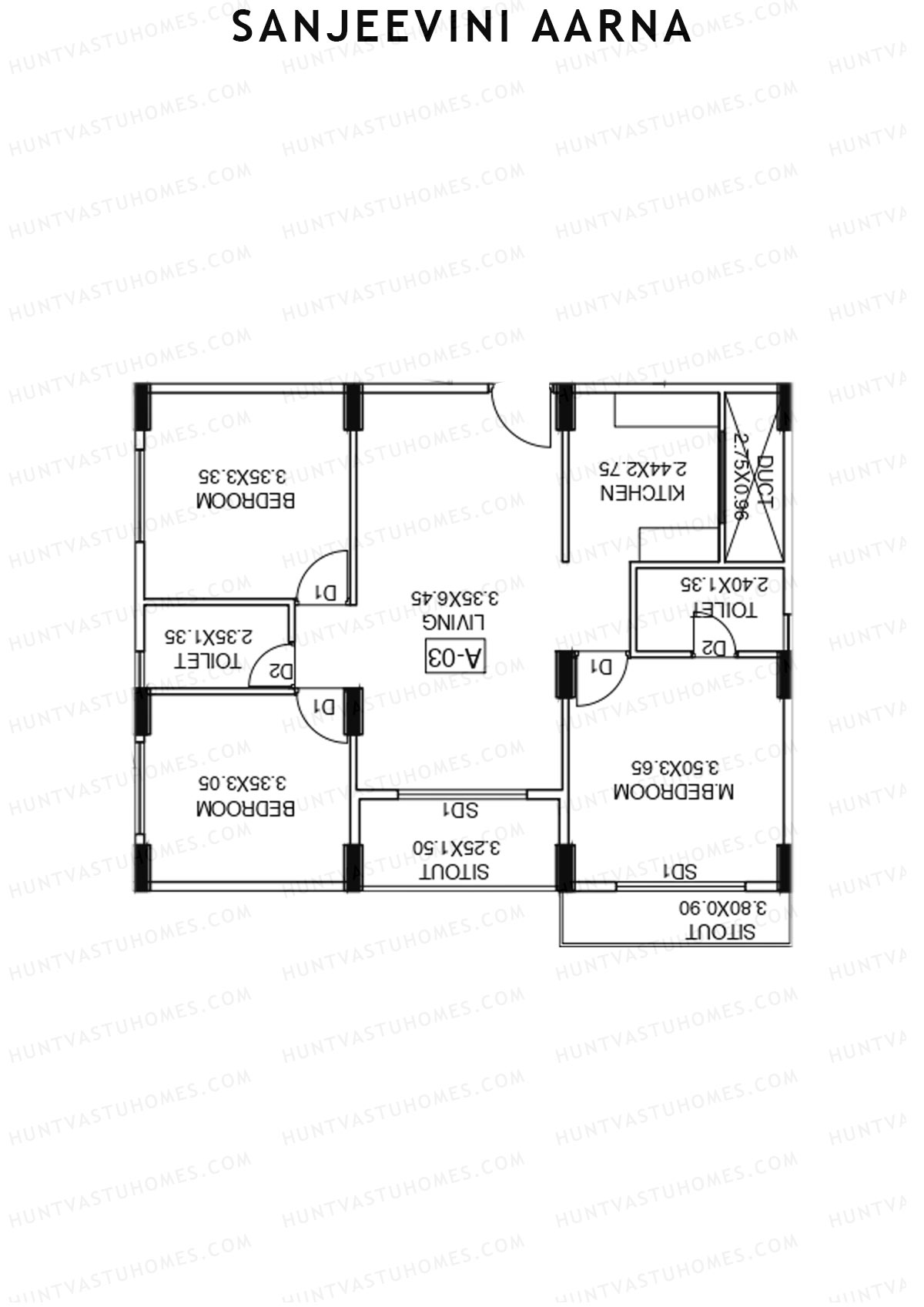 Sanjeevini Aarna Block A Unit A3 Floor Plan