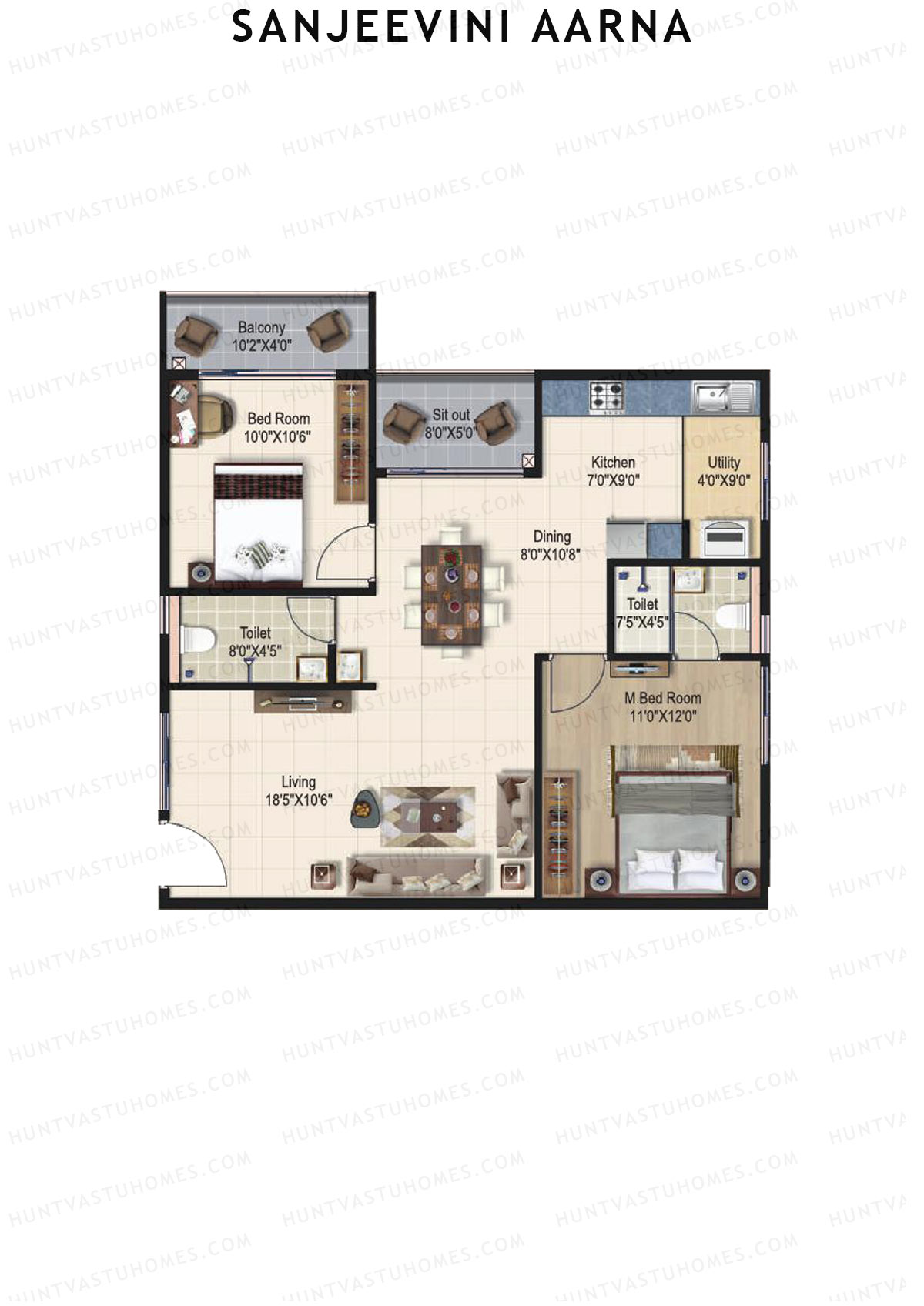 Sanjeevini Aarna Block A Unit A6 Floor Plan