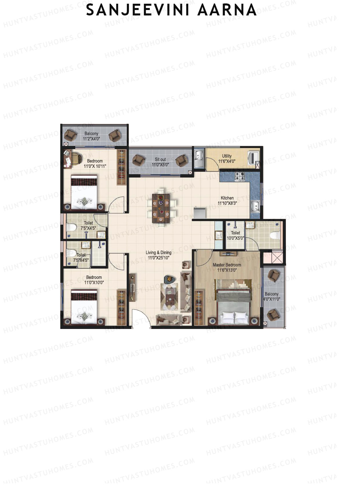 Sanjeevini Aarna Block A Unit A7 Floor Plan
