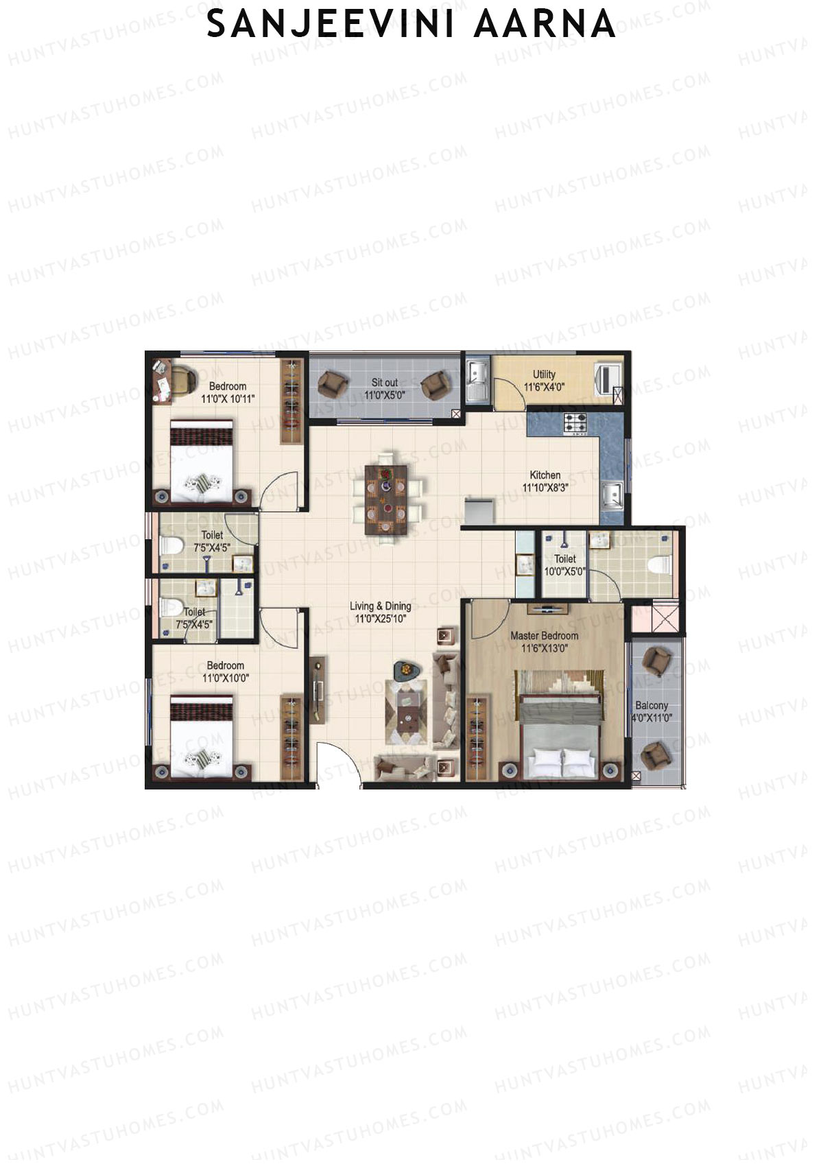 Sanjeevini Aarna Block A Unit A7 Floor Plan