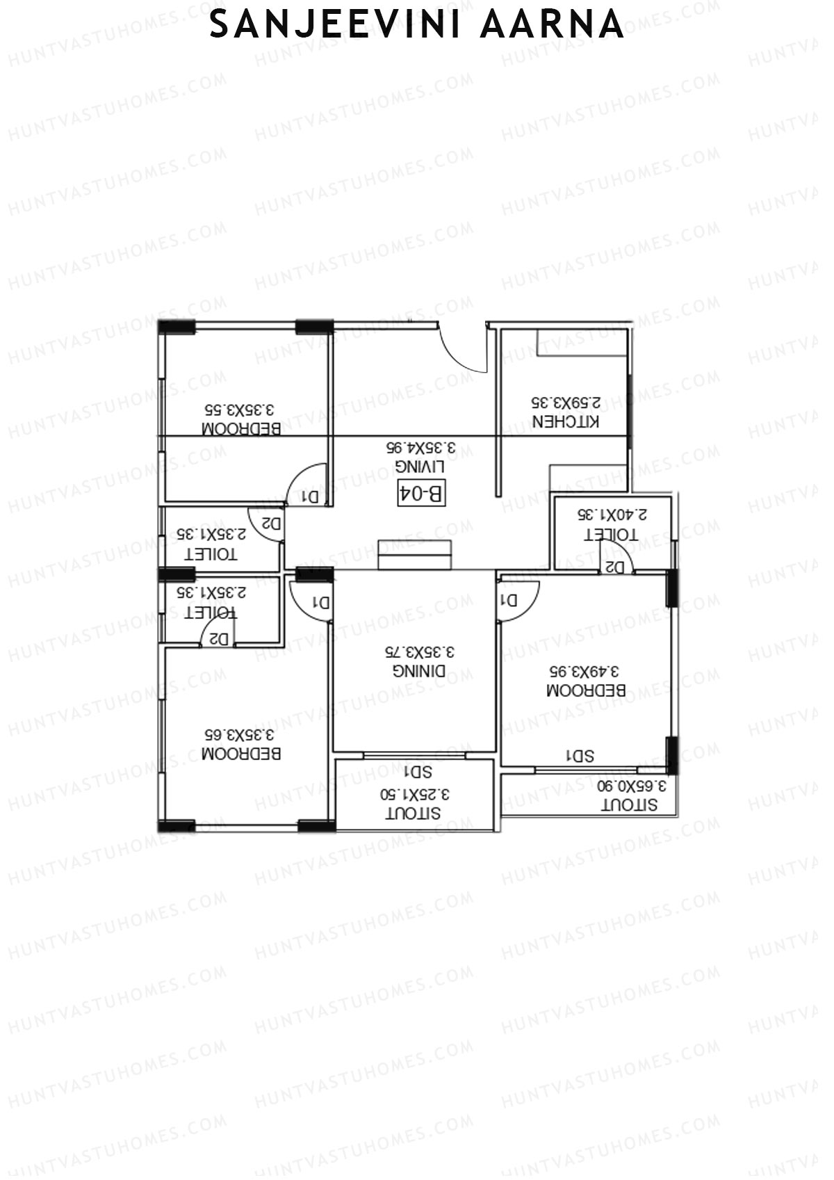 Sanjeevini Aarna Block B Unit B4 Floor Plan