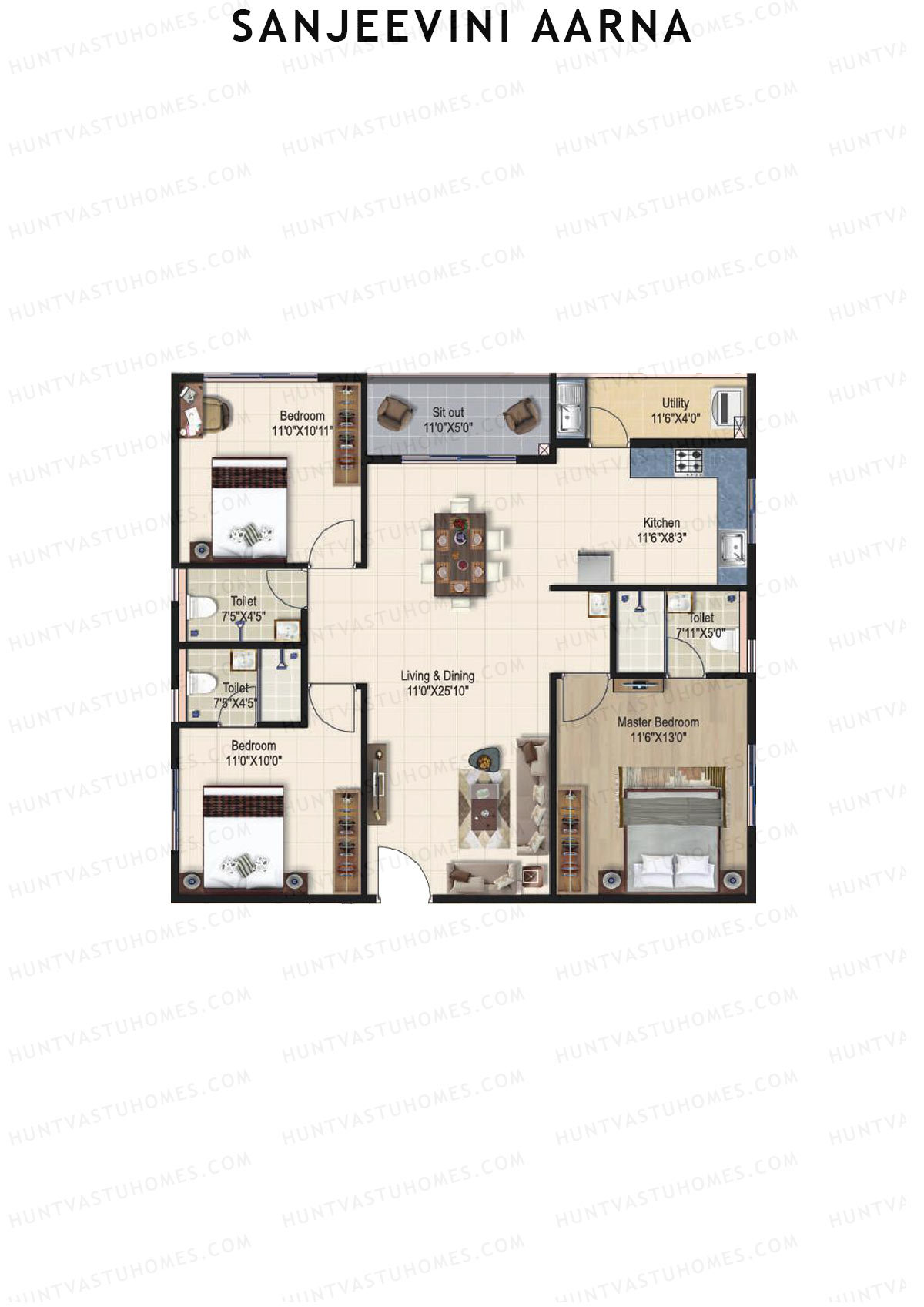 Sanjeevini Aarna Block B Unit B5 Floor Plan