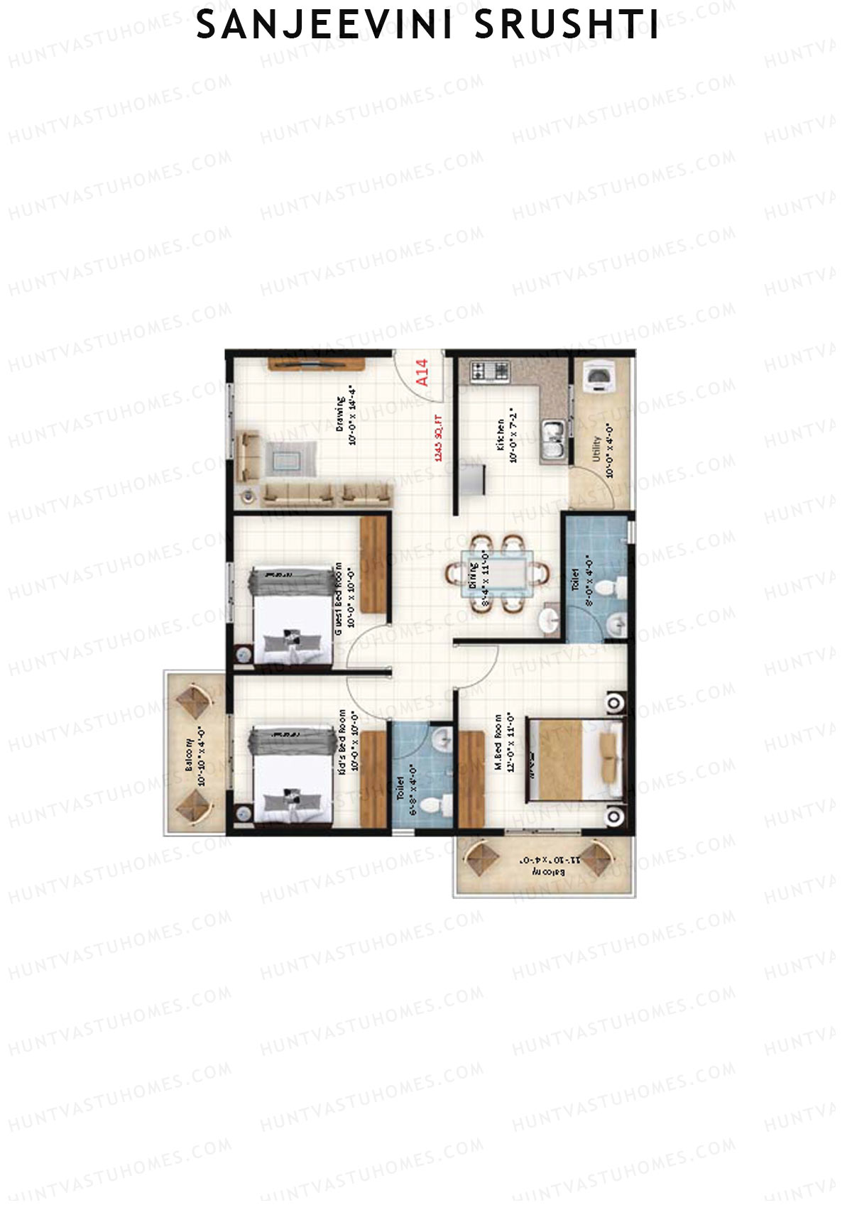Sanjeevini Srushti Block A Unit 16 Floor Plan