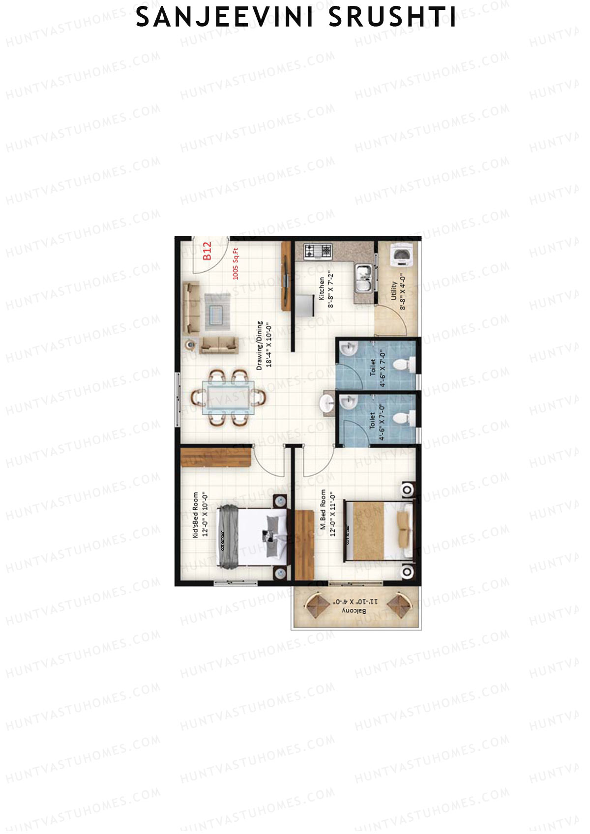 Sanjeevini Srushti Block B Unit 13 Floor Plan