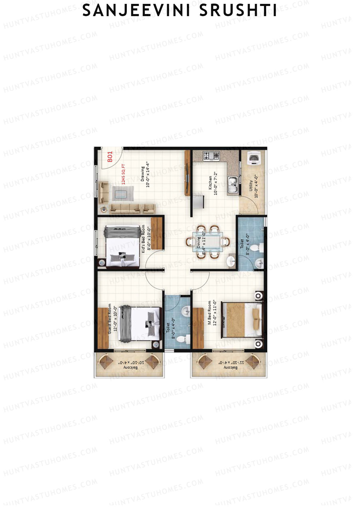 Sanjeevini Srushti Block B Unit 1 Floor Plan
