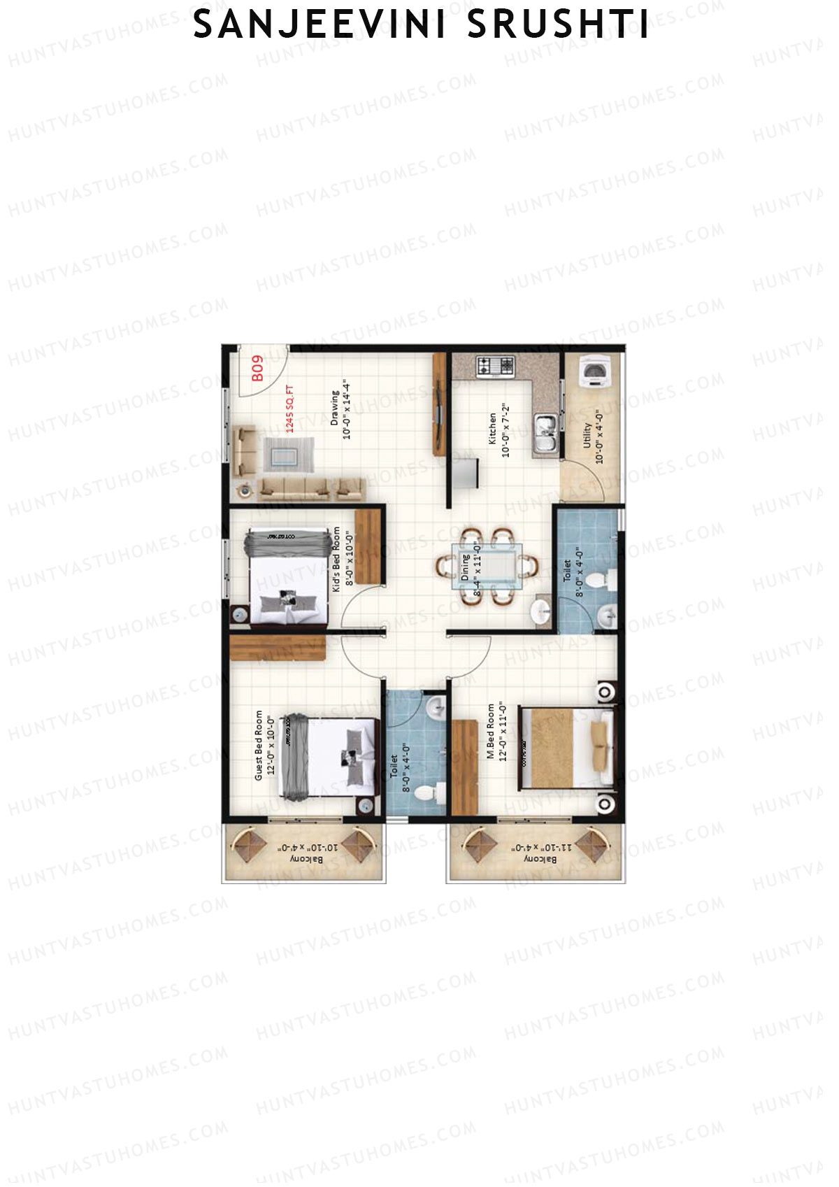 Sanjeevini Srushti Block B Unit 9 Floor Plan
