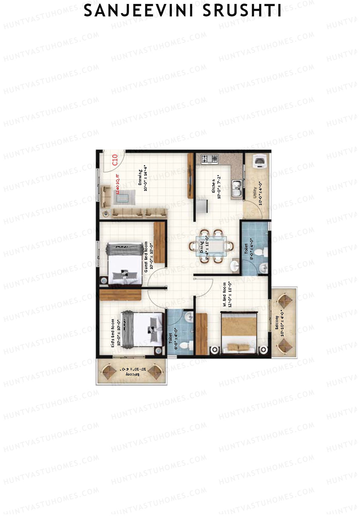 Sanjeevini Srushti Block C Unit 10 Floor Plan