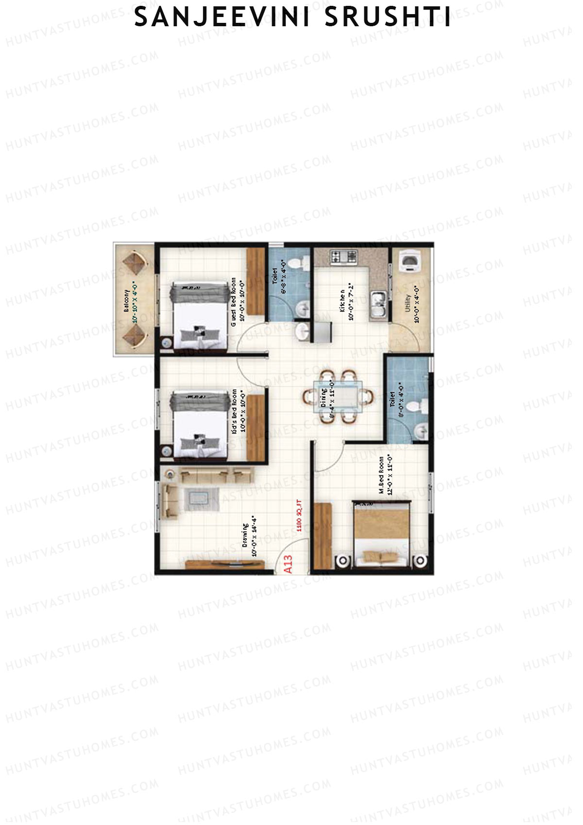 Sanjeevini Srushti Block C Unit 13 Floor Plan