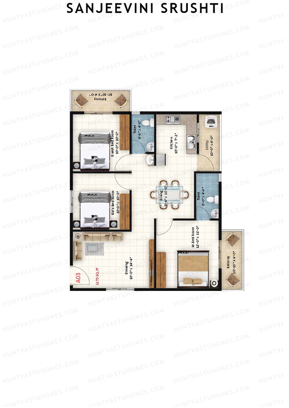 Sanjeevini Srushti Block C Unit 3 Floor Plan