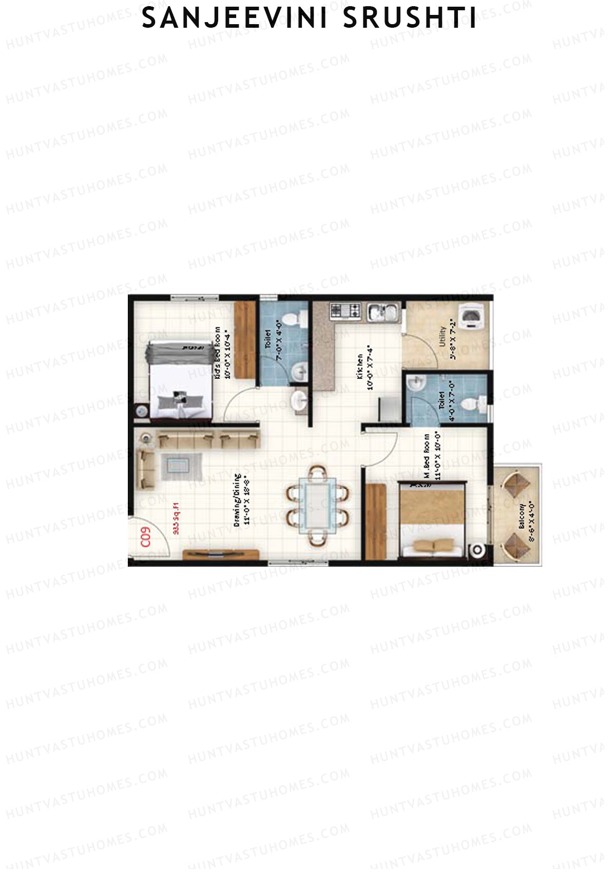 Sanjeevini Srushti Block C Unit 9 Floor Plan