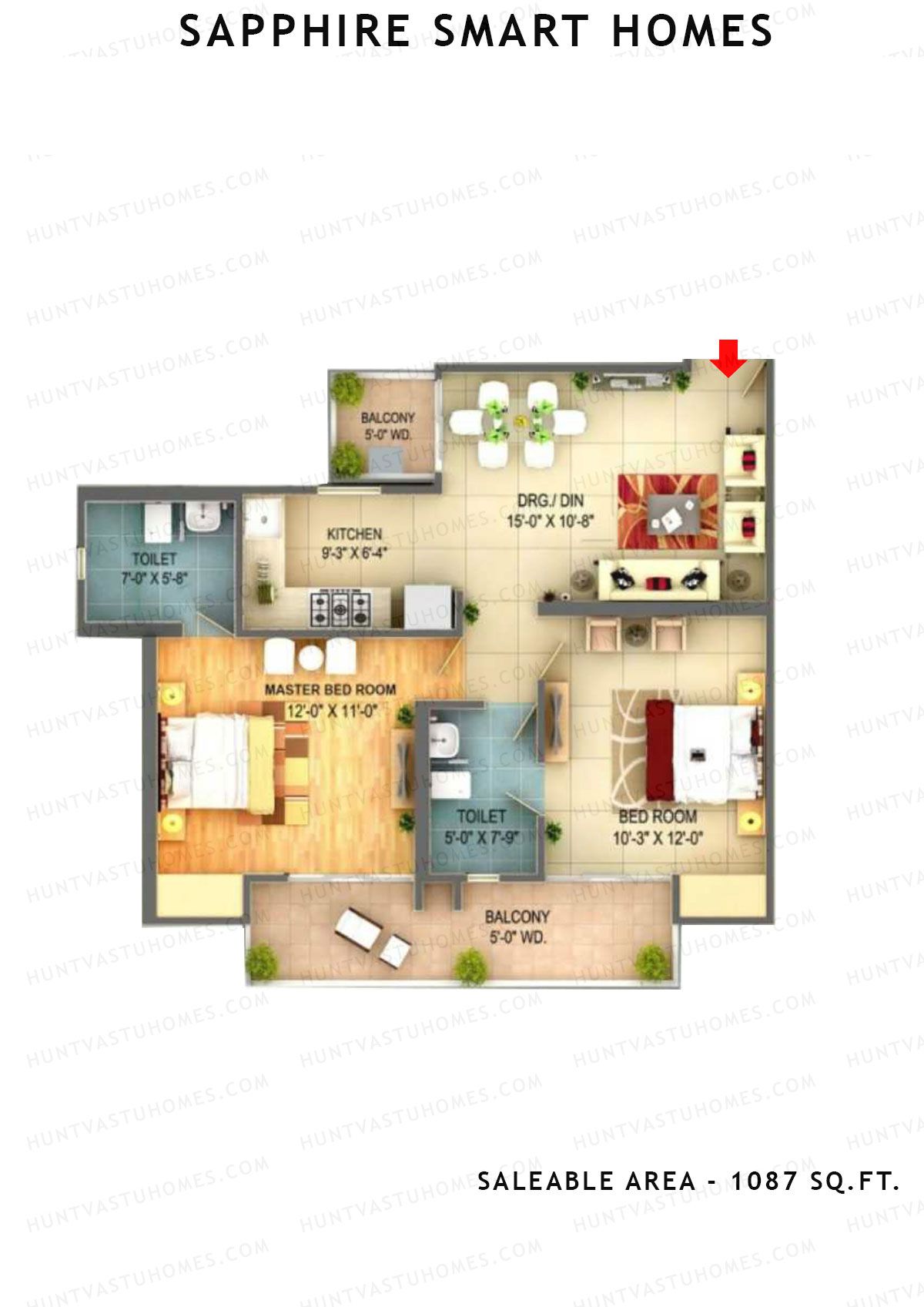 Sapphire Smart Homes Tower A1 Unit 5 (type c) Floor Plan