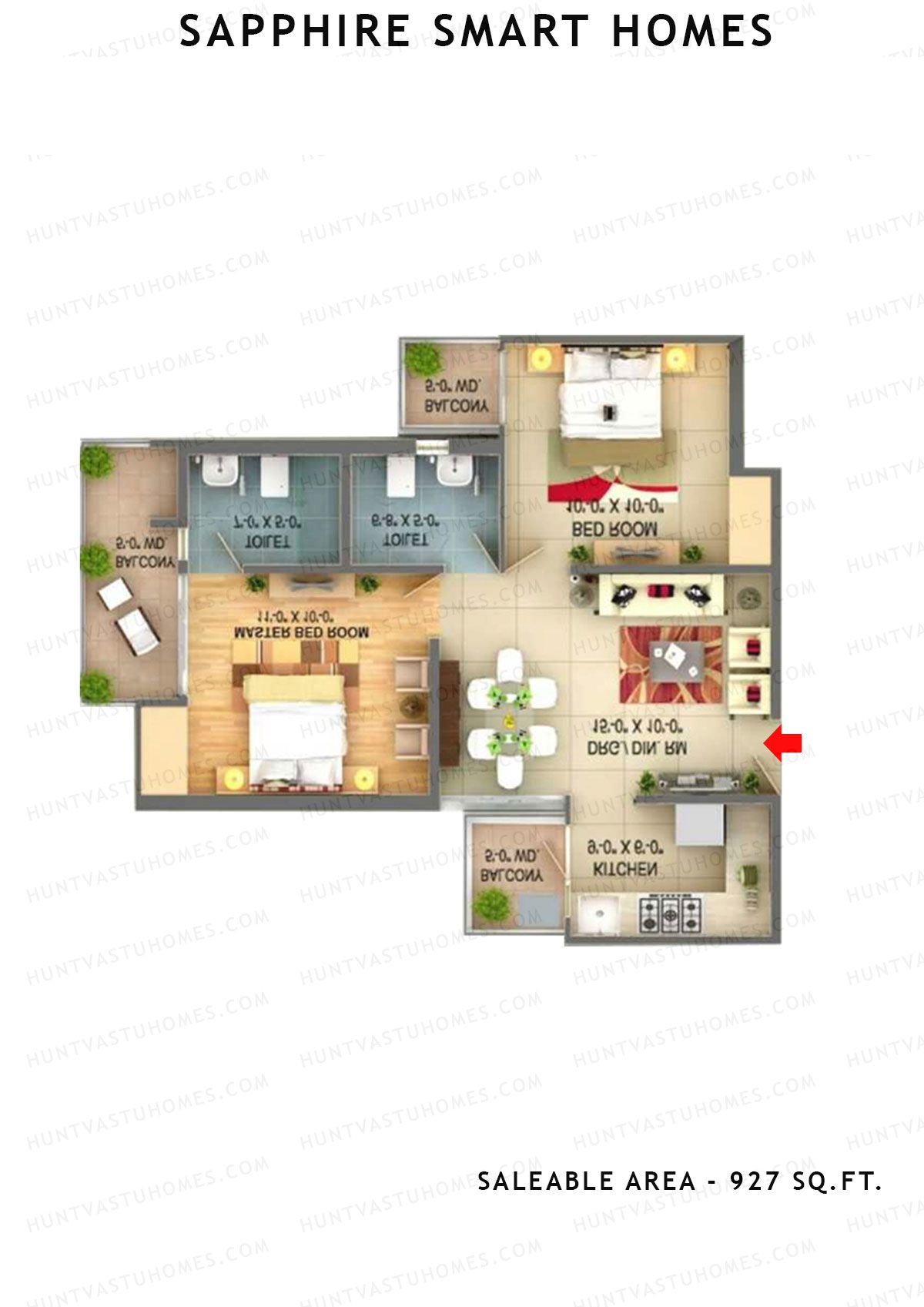 Sapphire Smart Homes Tower A2 Unit 6 (type a) Floor Plan