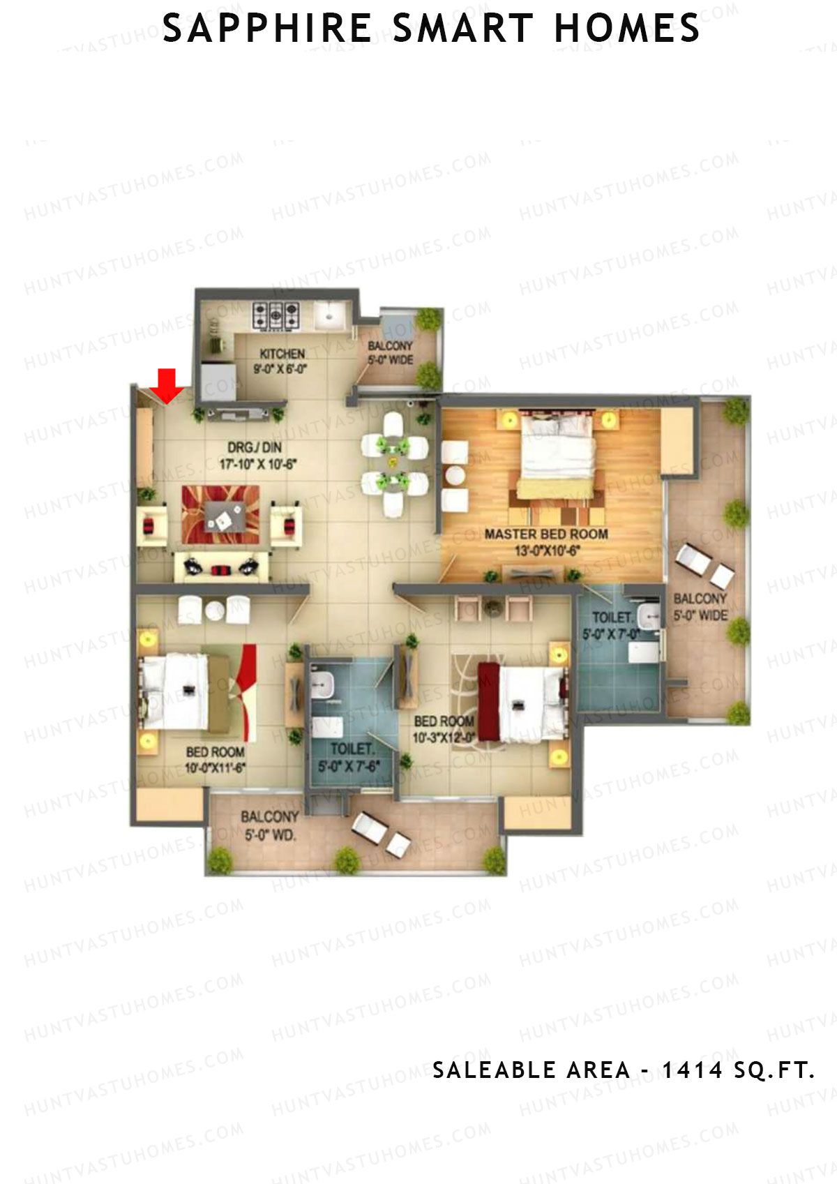 Sapphire Smart Homes Tower A1 Unit 4 (type d) Floor Plan