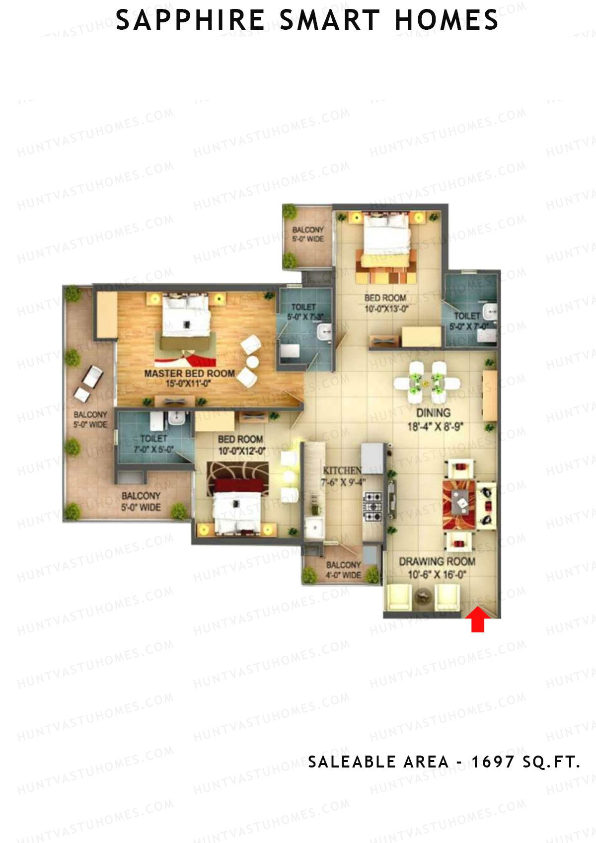 Sapphire Smart Homes Tower A1 Unit 1 (type e) Floor Plan