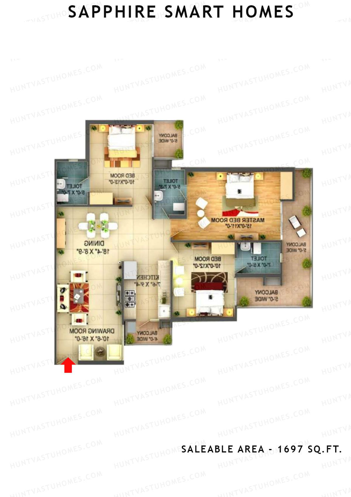 Sapphire Smart Homes Tower A1 Unit 2 (type f) Floor Plan