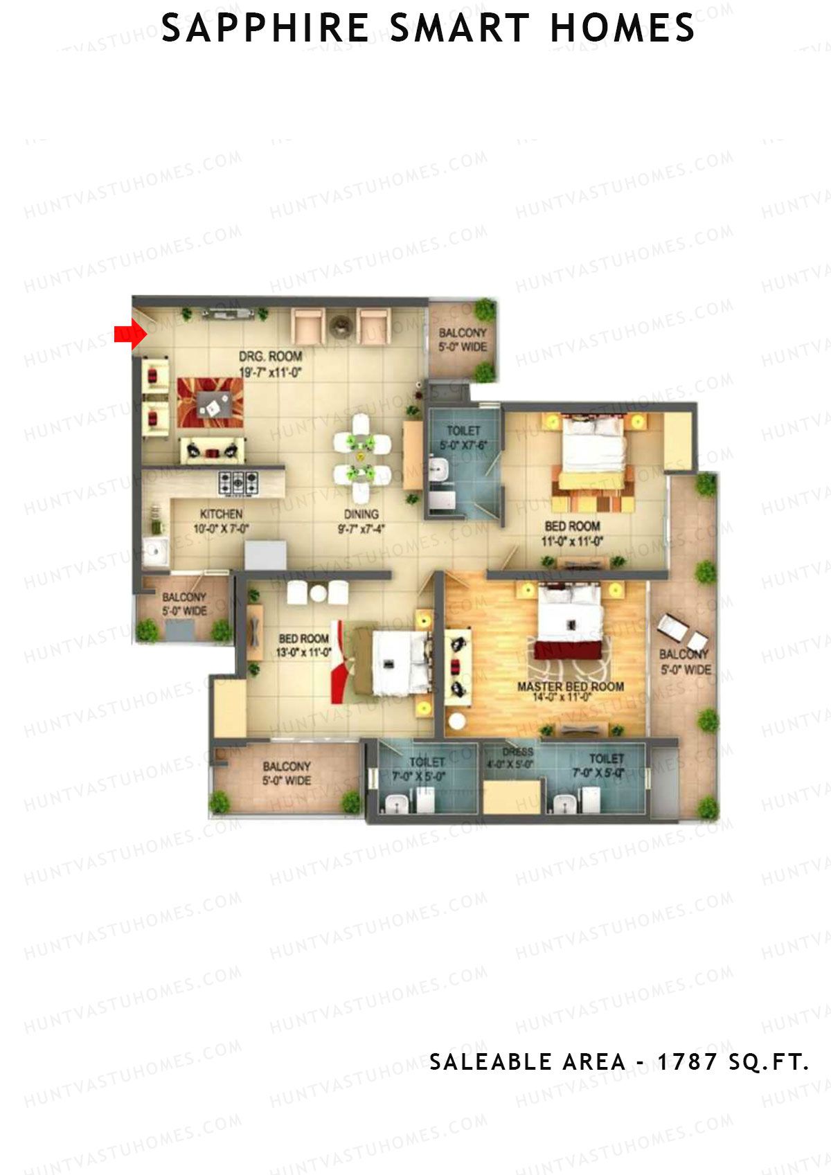 Sapphire Smart Homes Tower A1 Unit 3 (type g) Floor Plan