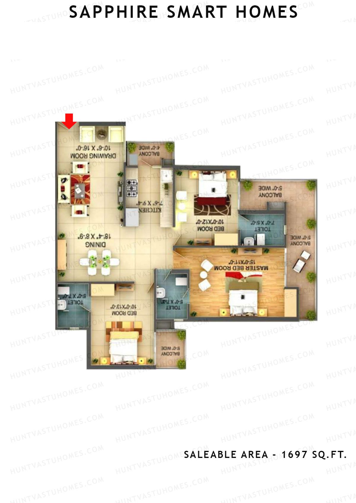 Sapphire Smart Homes Tower A2 Unit 2 (type f) Floor Plan