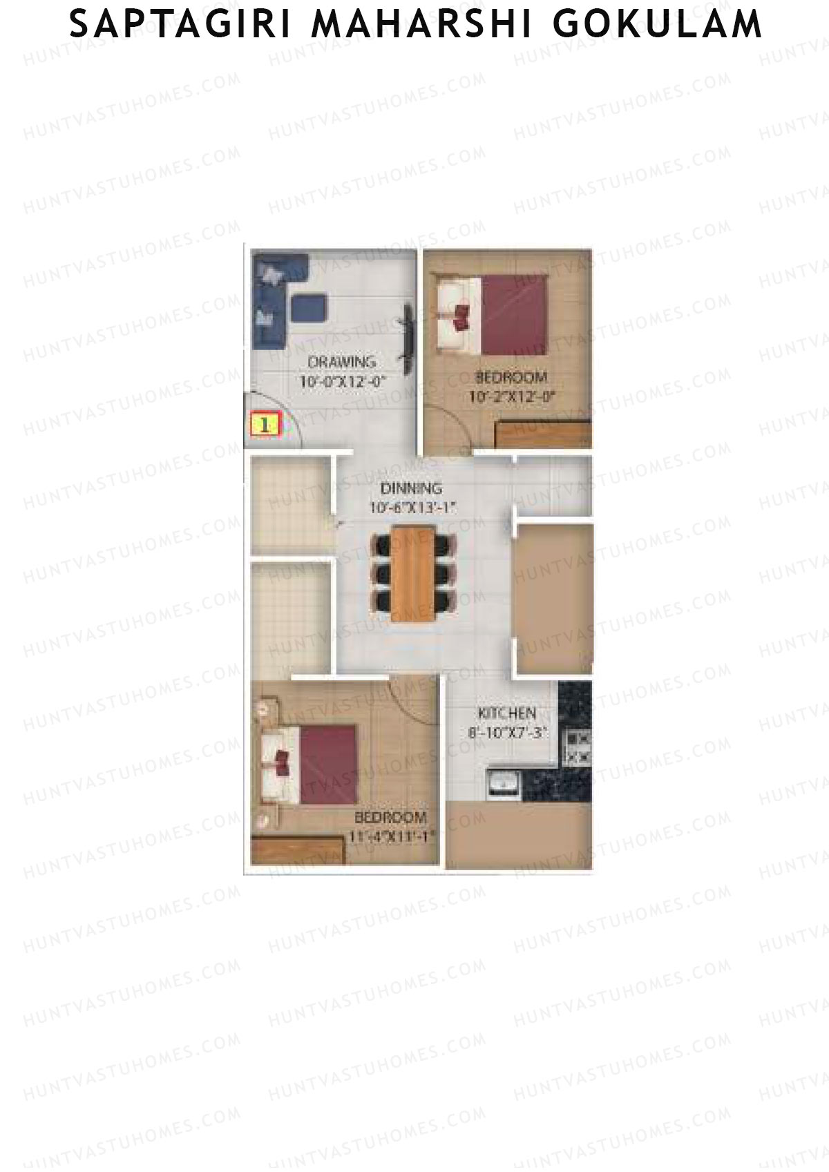 Saptagiri Maharshi Gokulam Block A Unit 1 Floor Plan