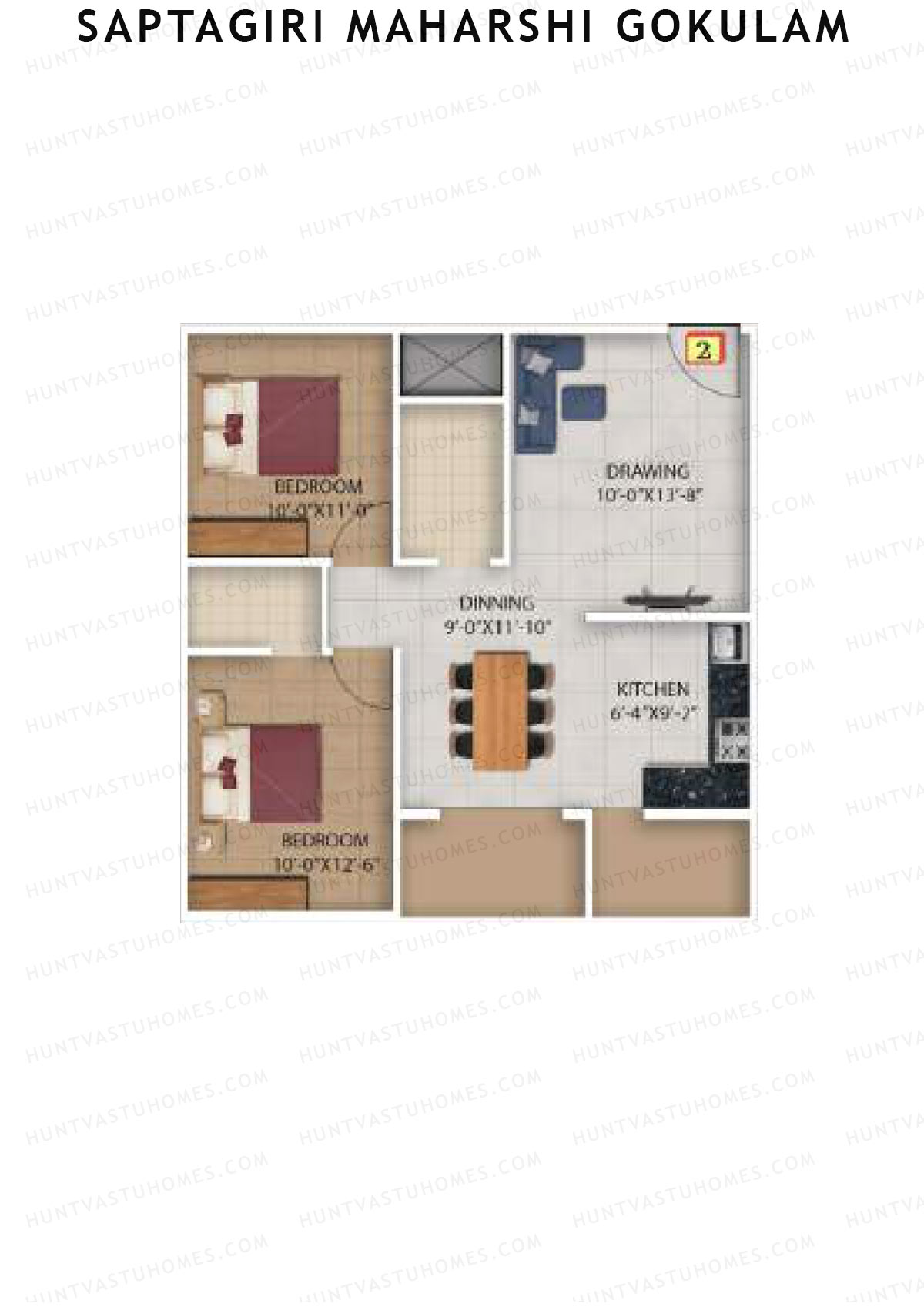 Saptagiri Maharshi Gokulam Block A Unit 2 Floor Plan