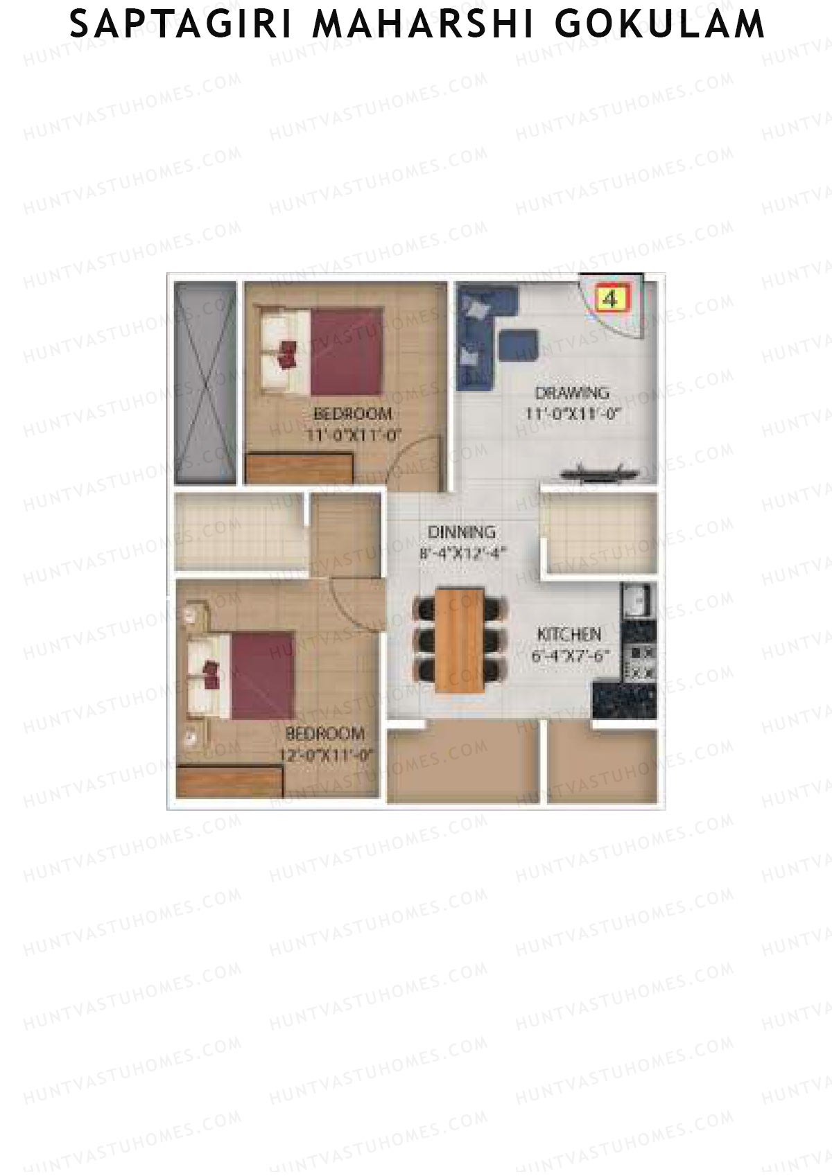 Saptagiri Maharshi Gokulam Block A Unit 4 Floor Plan