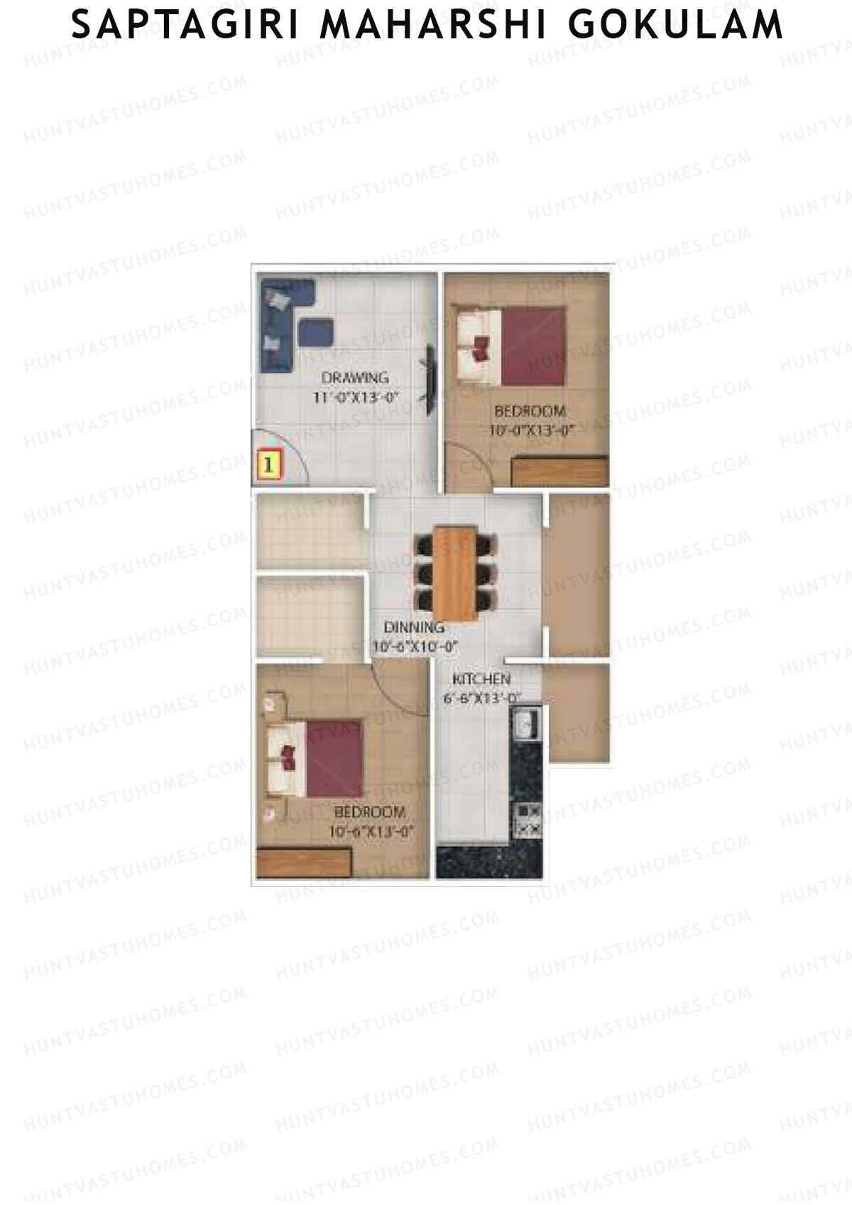 Saptagiri Maharshi Gokulam Block B Unit 1 Floor Plan