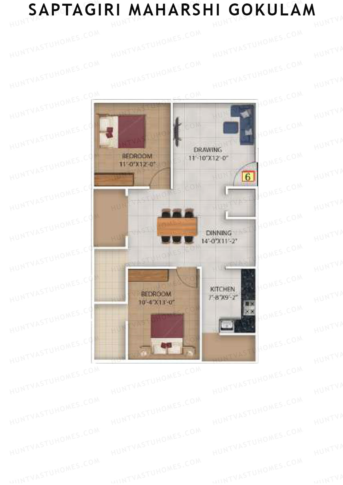Saptagiri Maharshi Gokulam Block B Unit 6 Floor Plan