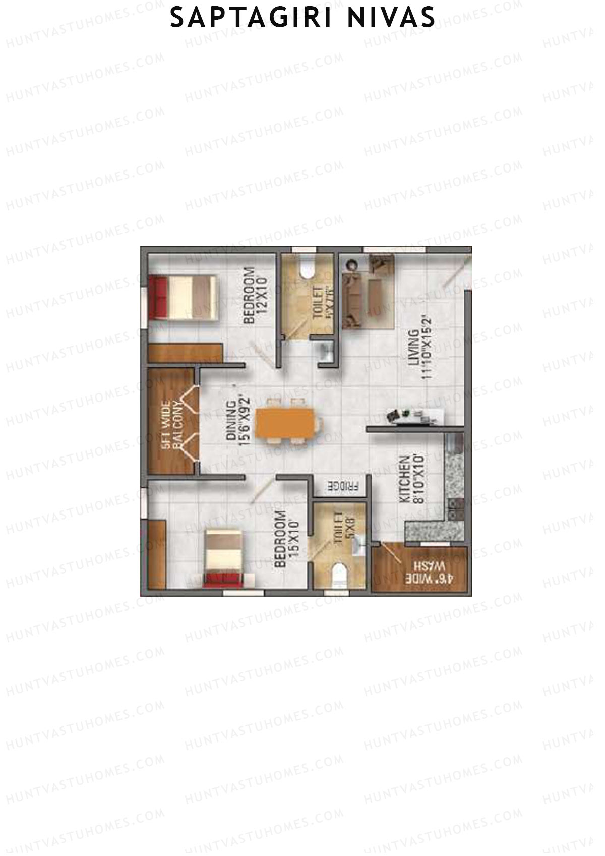 Saptagiri Nivas Block A Unit 14 Floor Plan