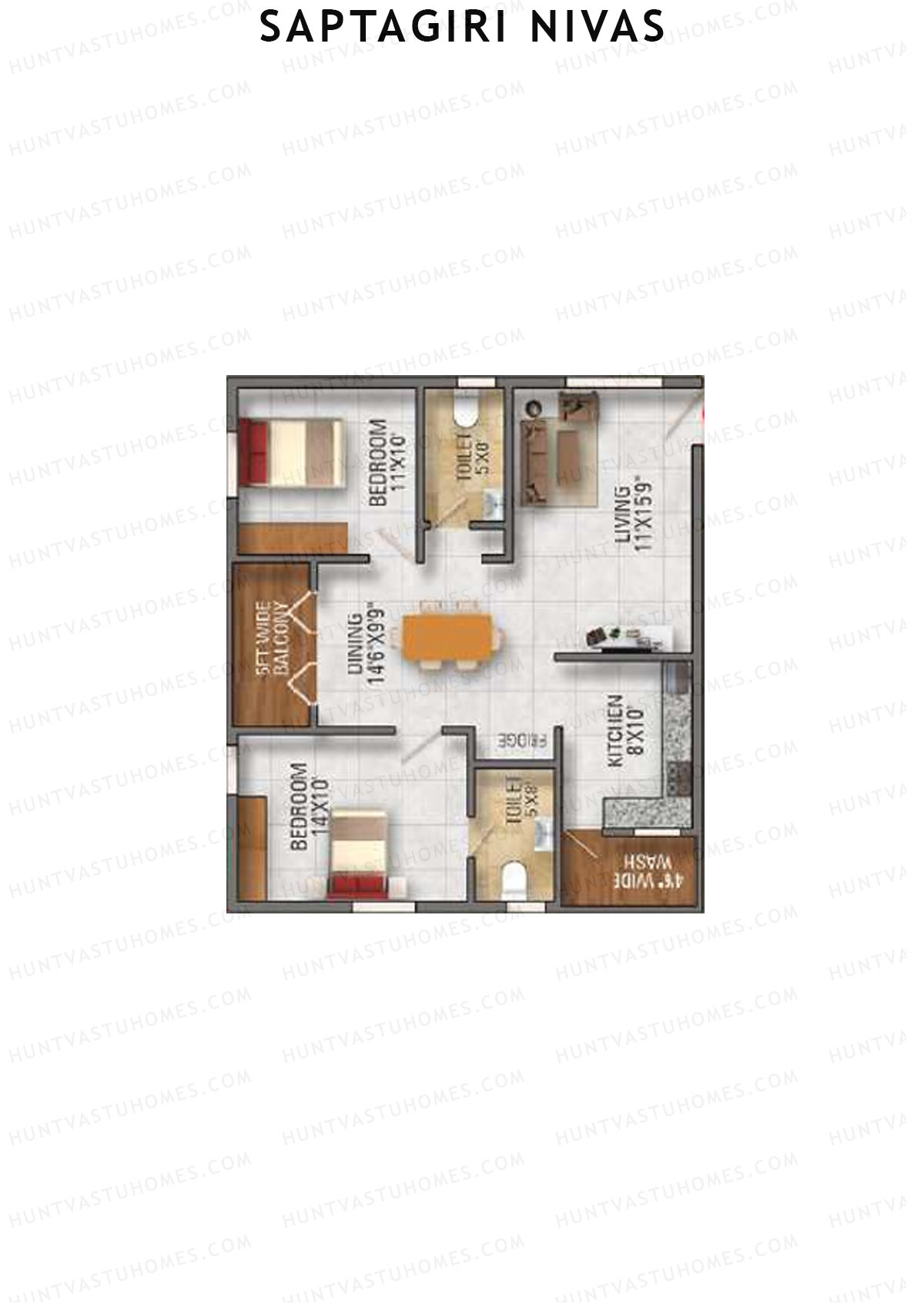 Saptagiri Nivas Block A Unit 16 Floor Plan
