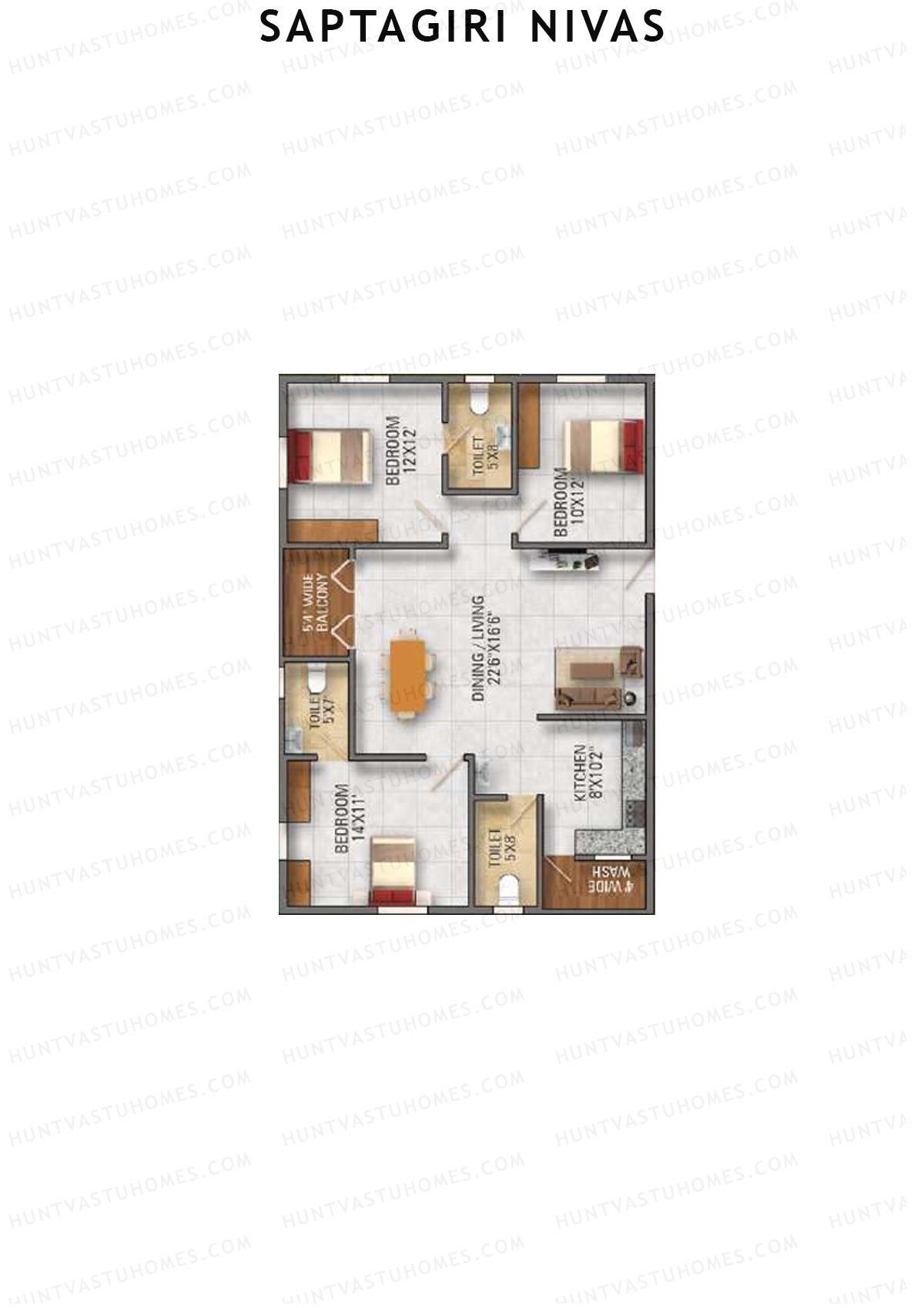 Saptagiri Nivas Block A Unit 19 Floor Plan