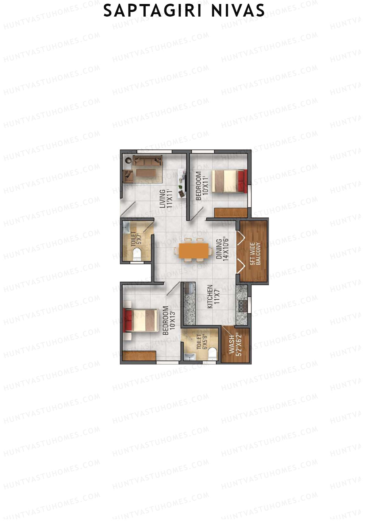 Saptagiri Nivas Block A Unit 1 Floor Plan
