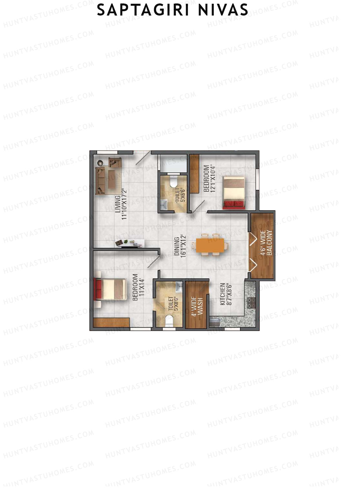 Saptagiri Nivas Block A Unit 6 Floor Plan