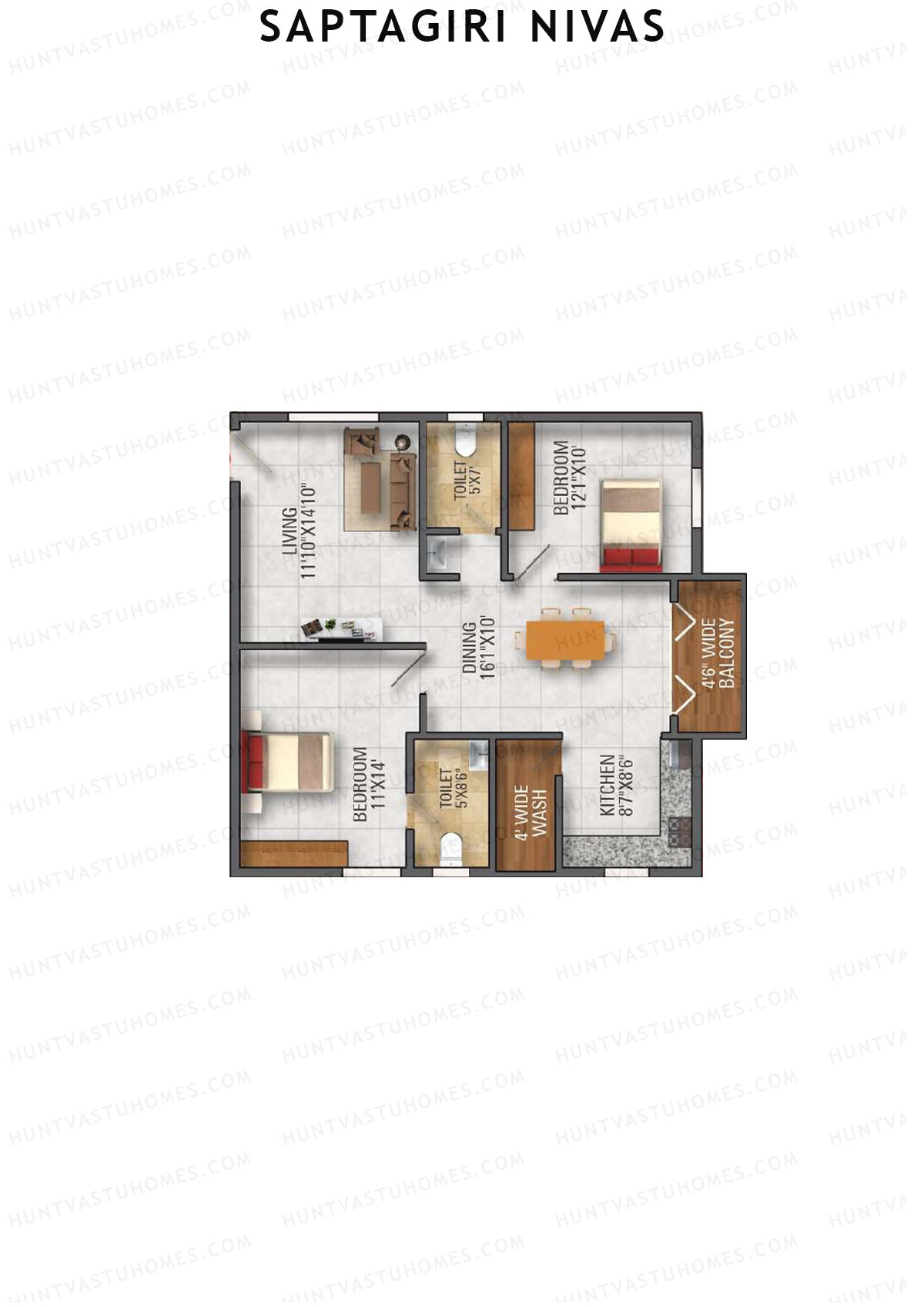 Saptagiri Nivas Block A Unit 7 Floor Plan