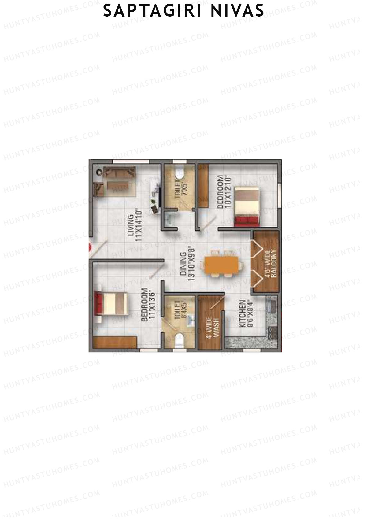 Saptagiri Nivas Block A Unit 8 Floor Plan