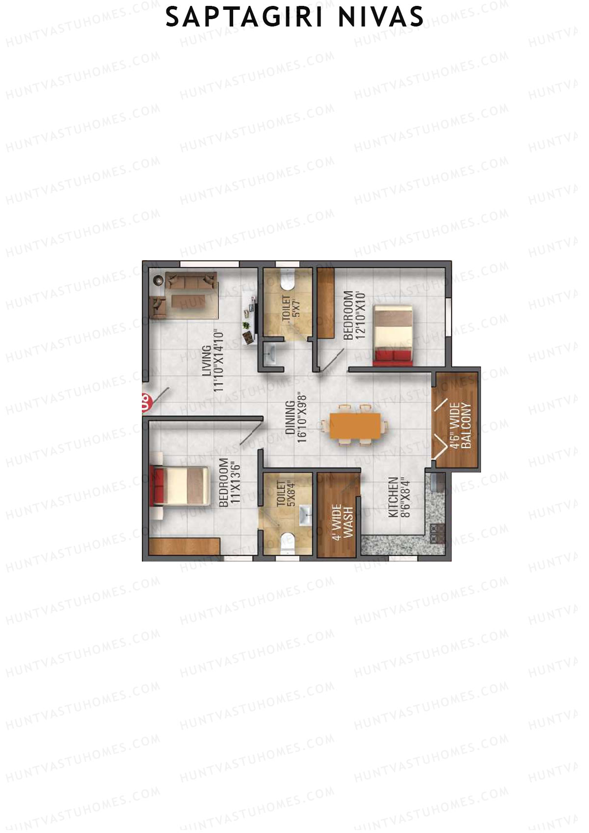 Saptagiri Nivas Block A Unit 8 Floor Plan