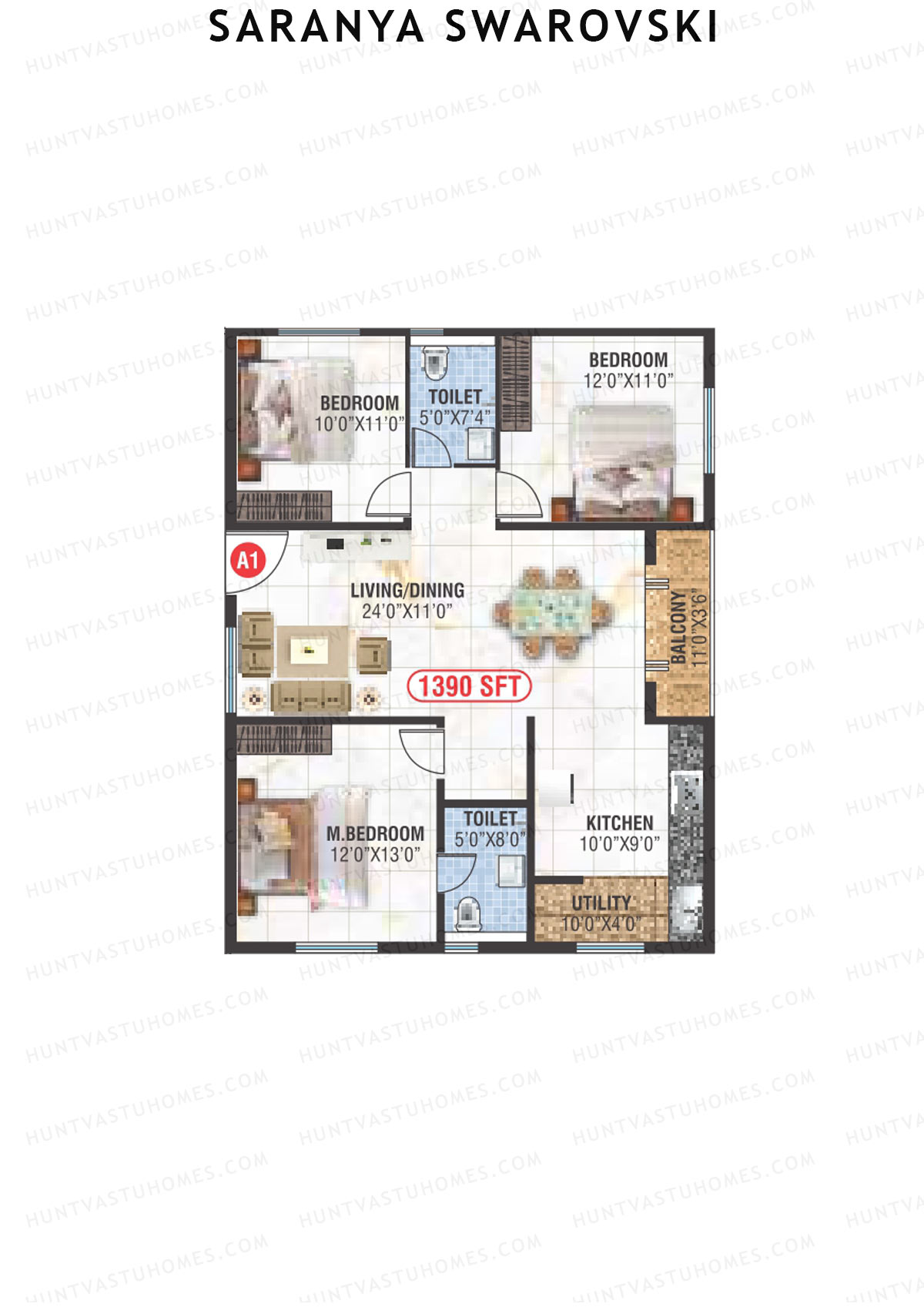 Saranya Swarovski Block A Unit A1 Floor Plan