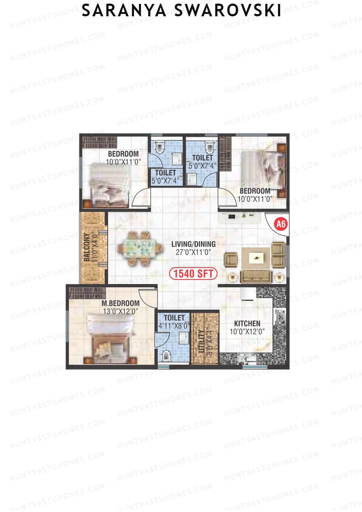 Saranya Swarovski Block A Unit A6 Floor Plan