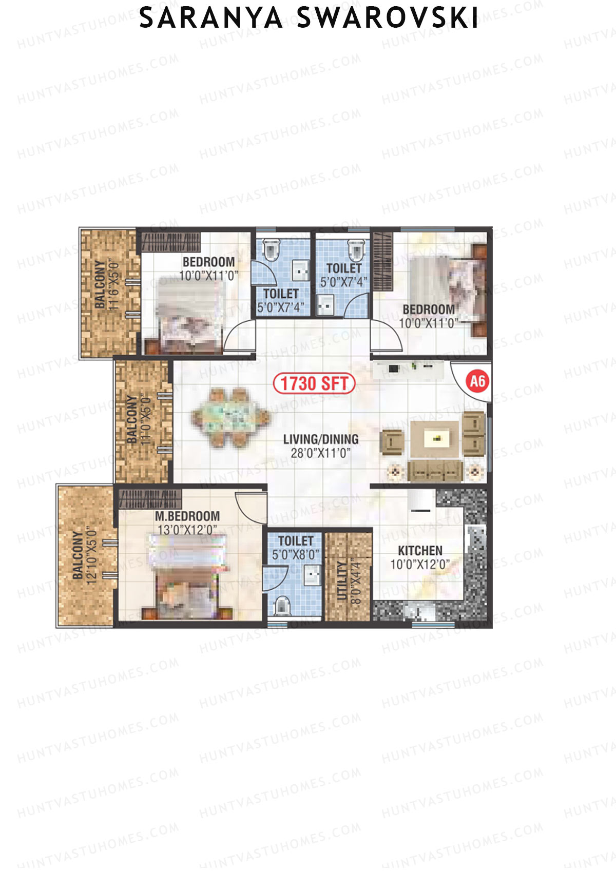 Saranya Swarovski Block A Unit A6 Floor Plan