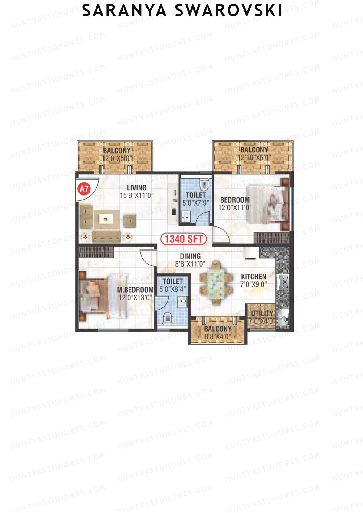 Saranya Swarovski Block A Unit A7 Floor Plan