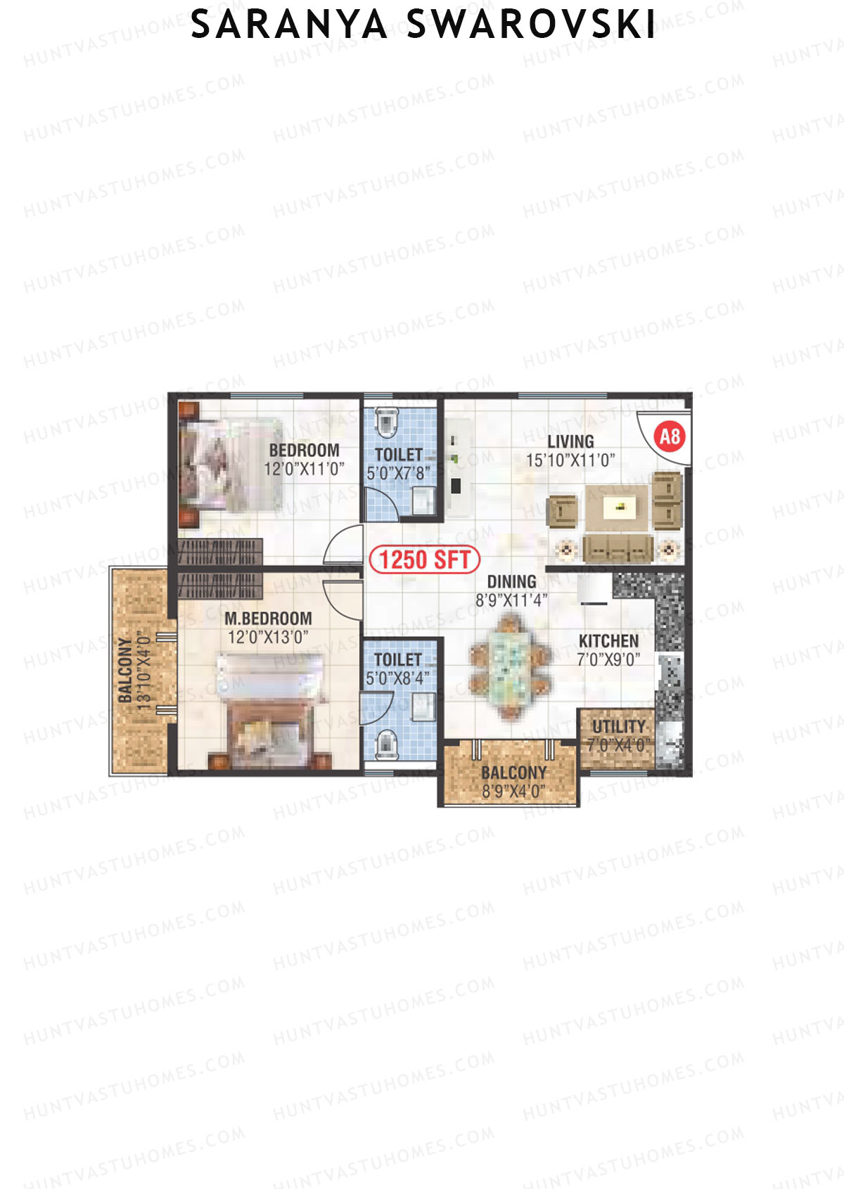 Saranya Swarovski Block A Unit A8 Floor Plan