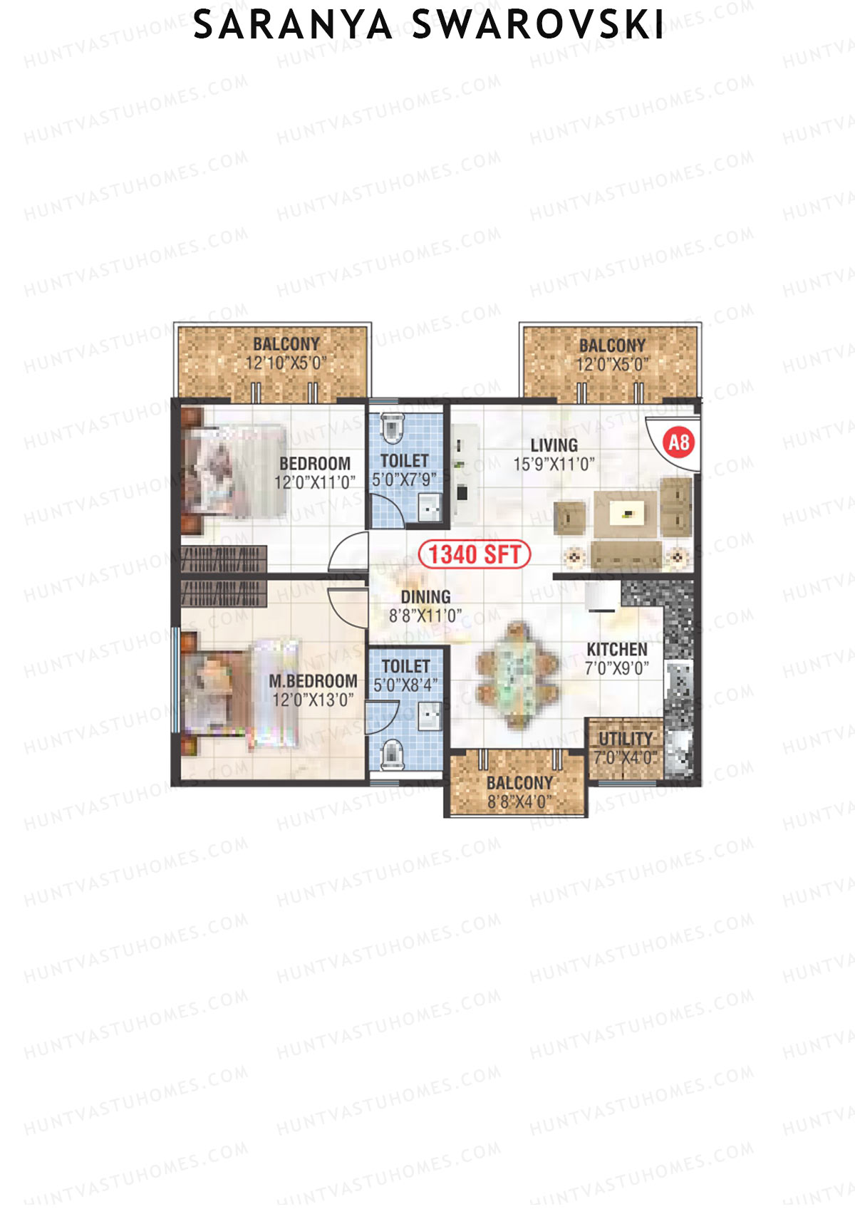 Saranya Swarovski Block A Unit A8 Floor Plan
