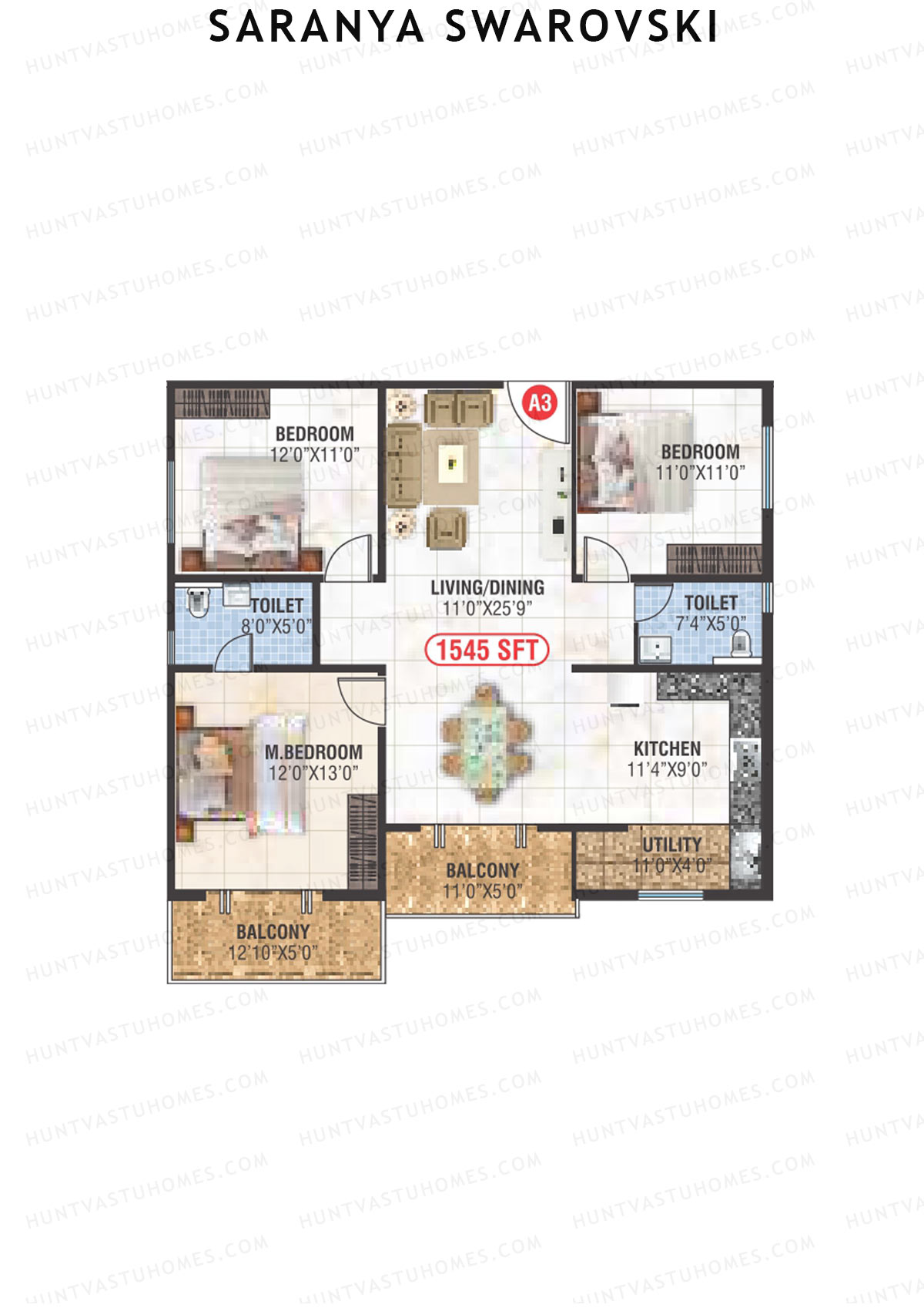 Saranya Swarovski Block B Unit B4 Floor Plan