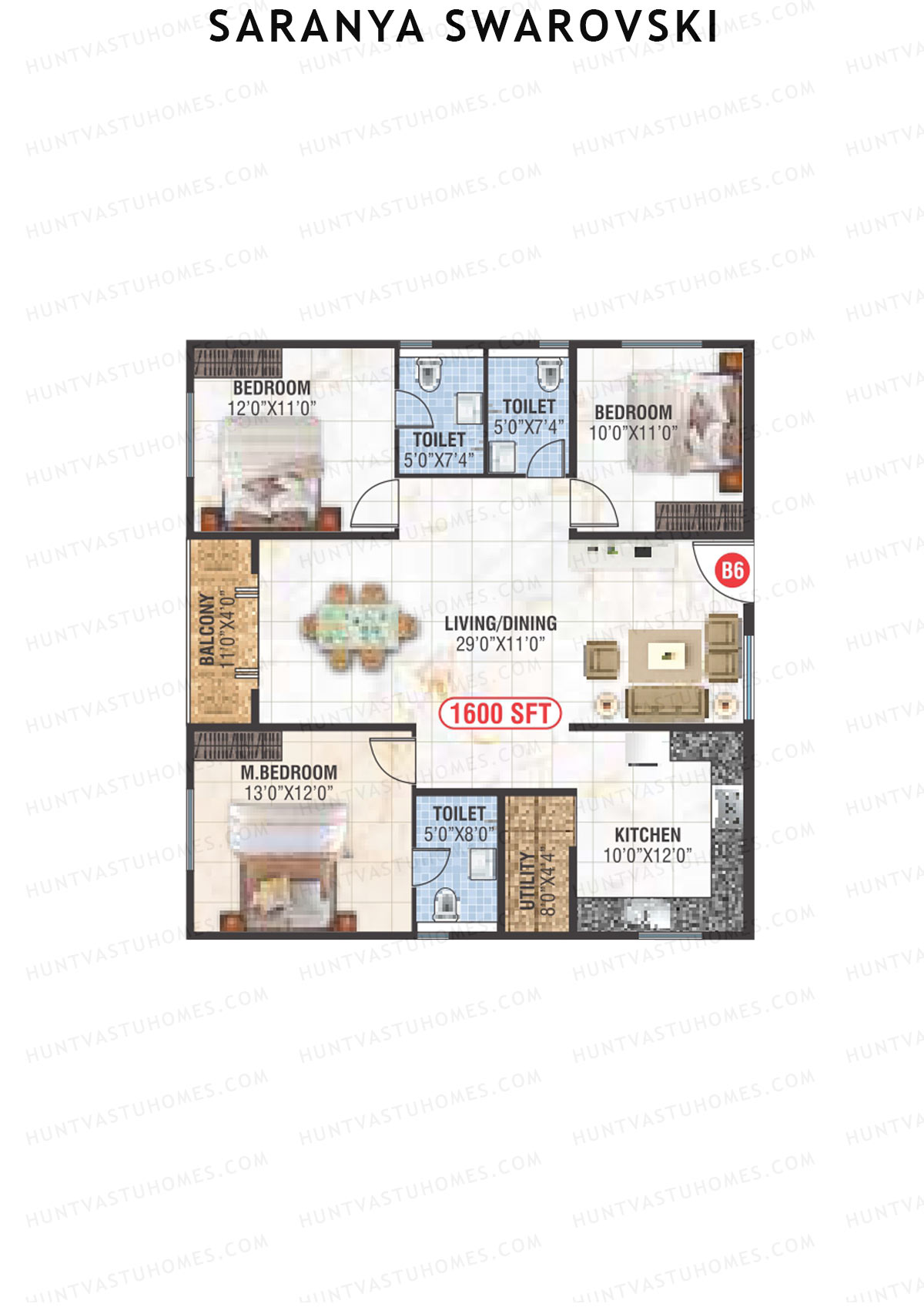 Saranya Swarovski Block B Unit B6 Floor Plan