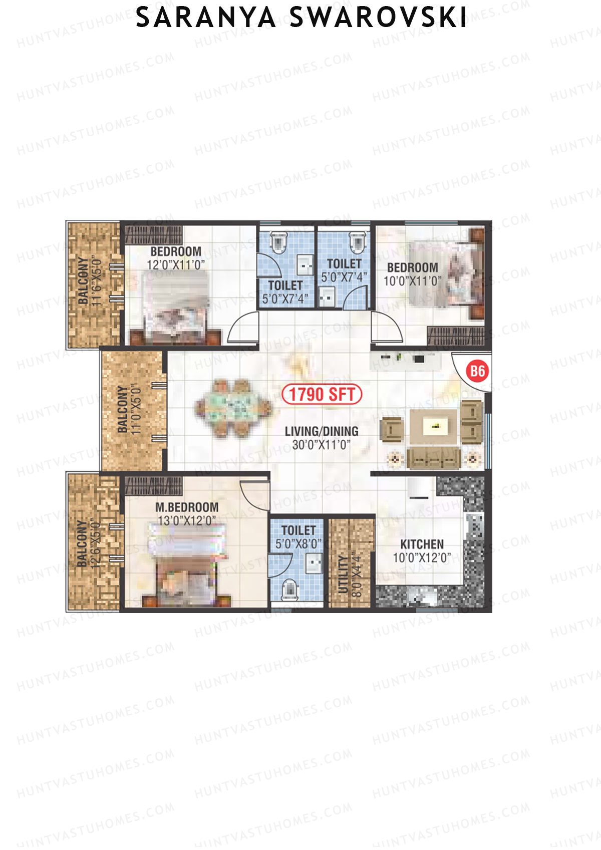 Saranya Swarovski Block B Unit B6 Floor Plan