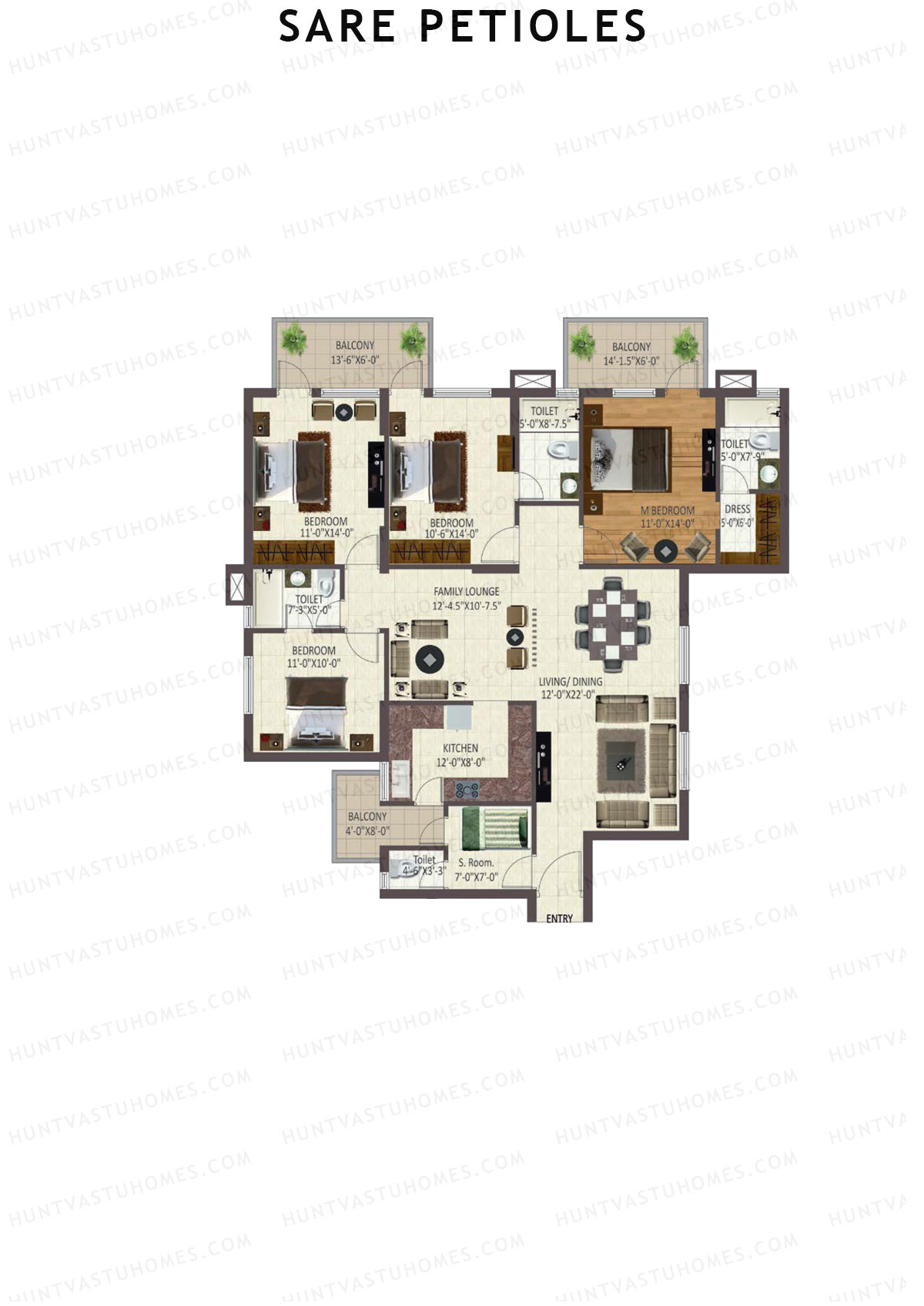 Sare Petioles, Tower P5, Unit 2, 4BHK, Super Area 2093   sq ft 