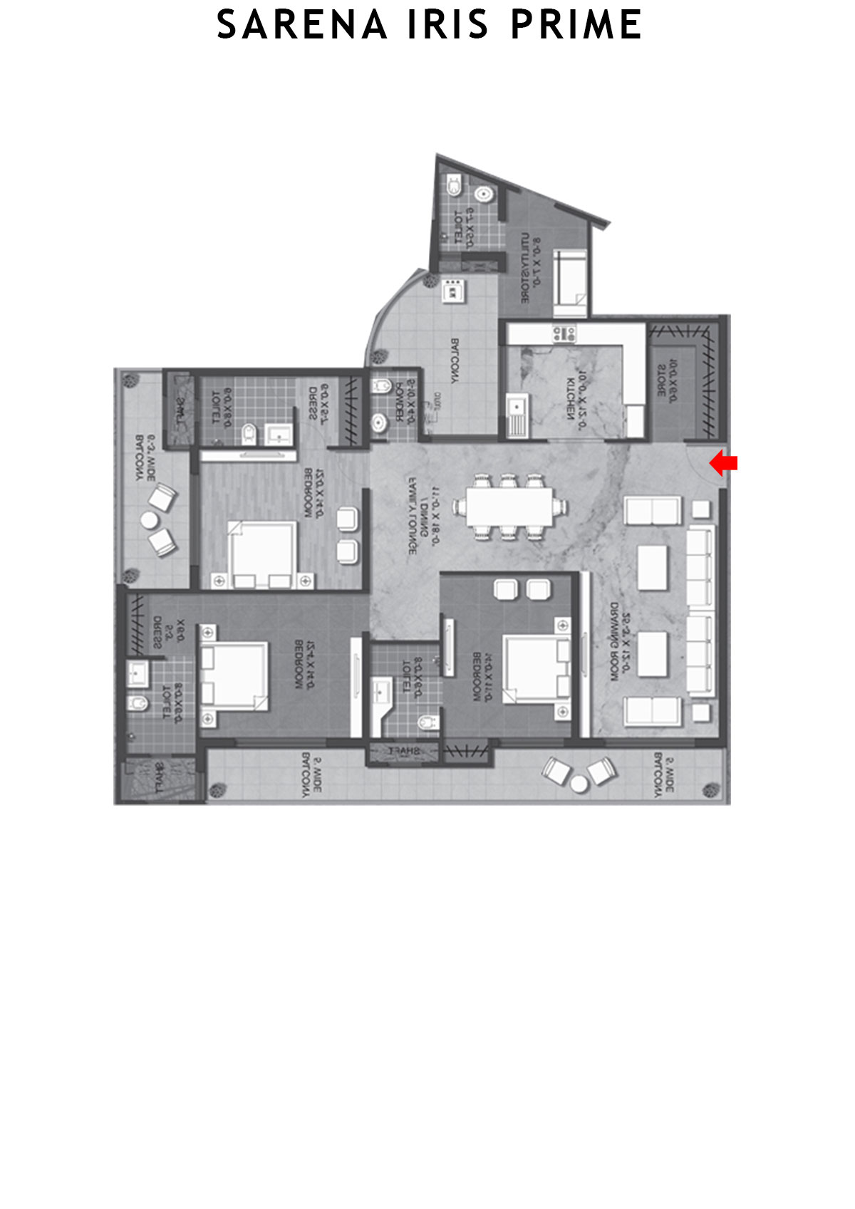 Sarena Iris Prime Tower B Unit 1 (Type 1) Floor Plan