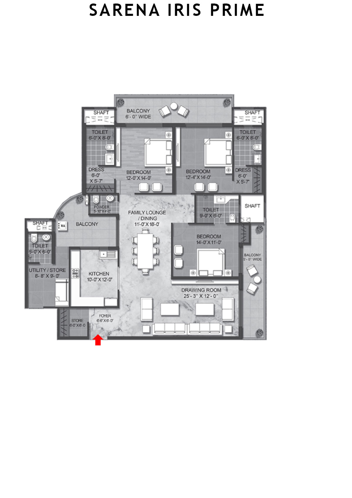 Sarena Iris Prime Tower B Unit 3 (Type 3) Floor Plan