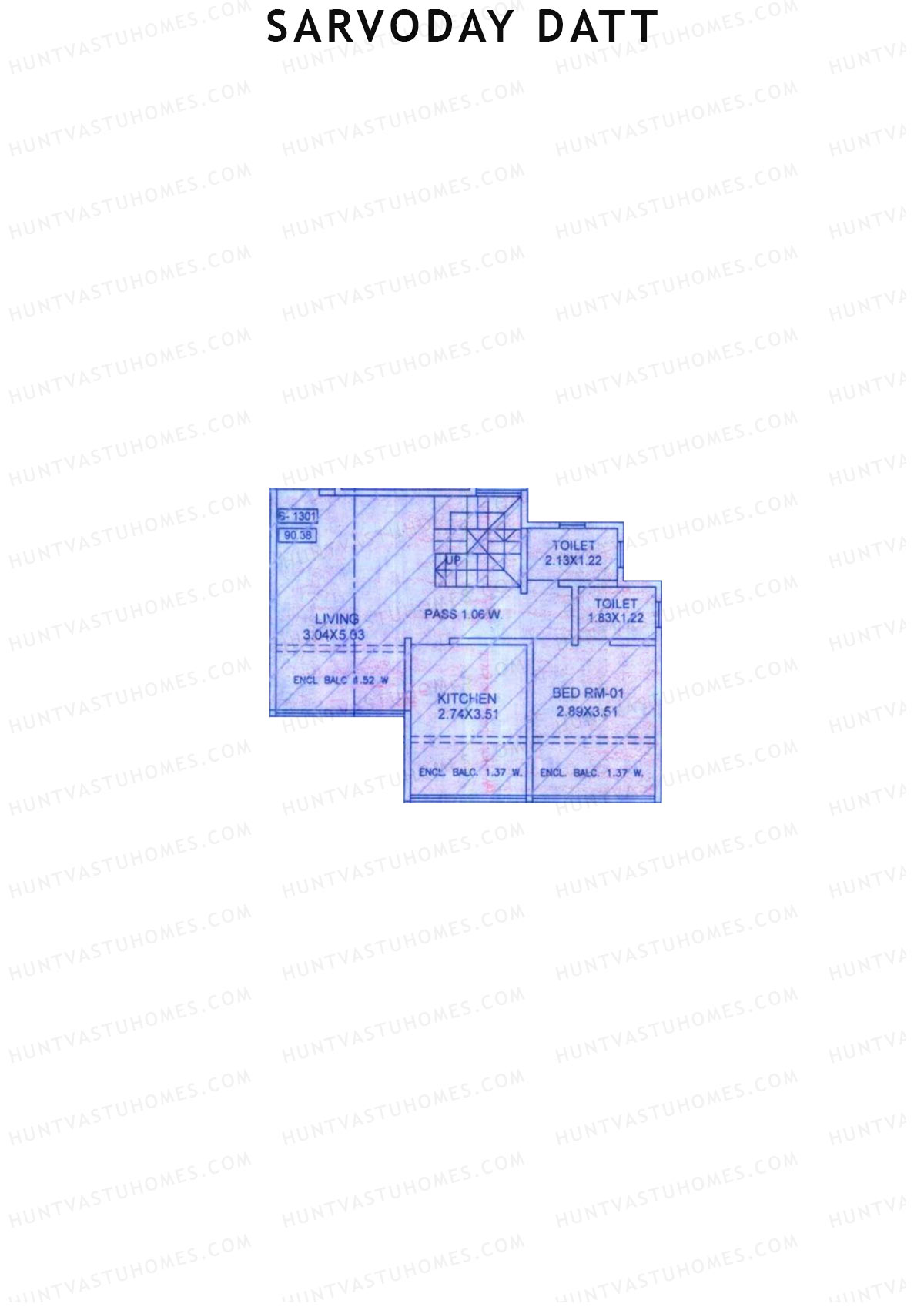 Sarvoday Datt Wing B Unit 1 (Type DU) Floor Plan