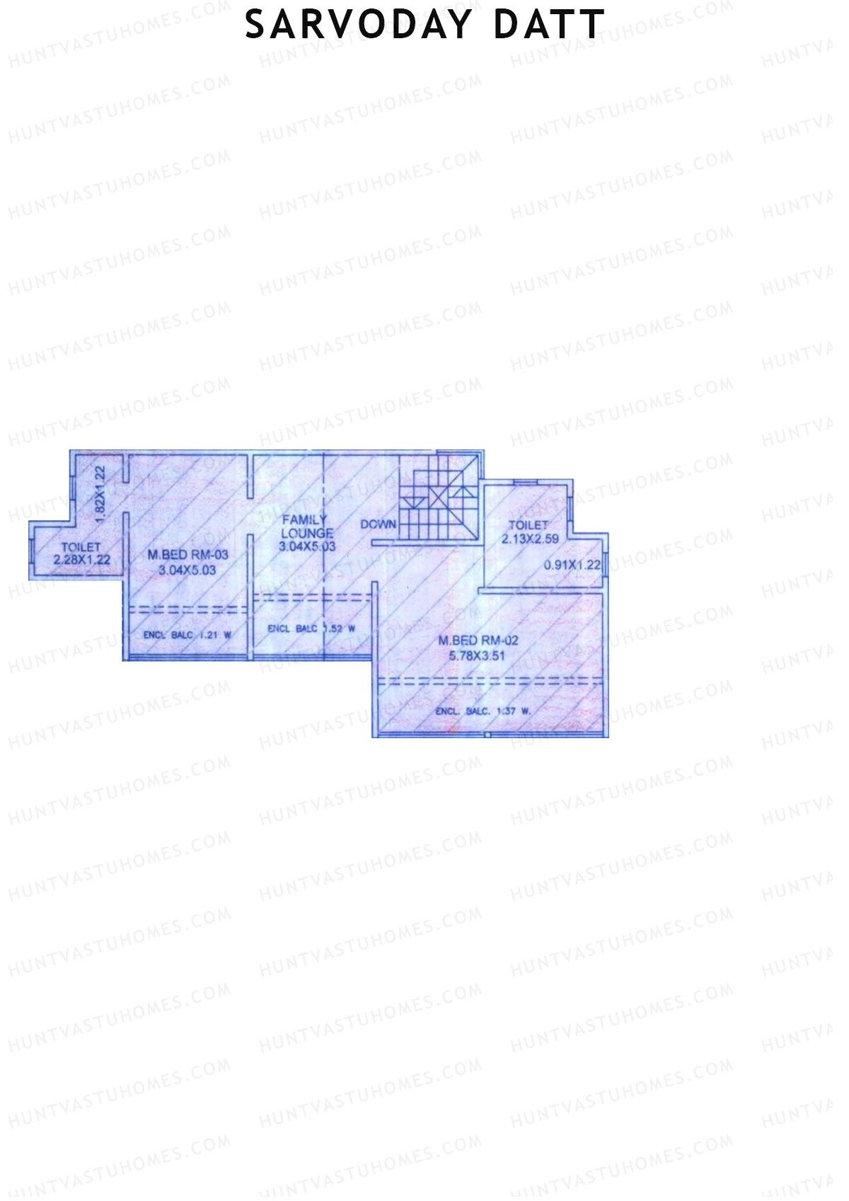 Sarvoday Datt Wing B Unit 1 (Type DU) Floor Plan